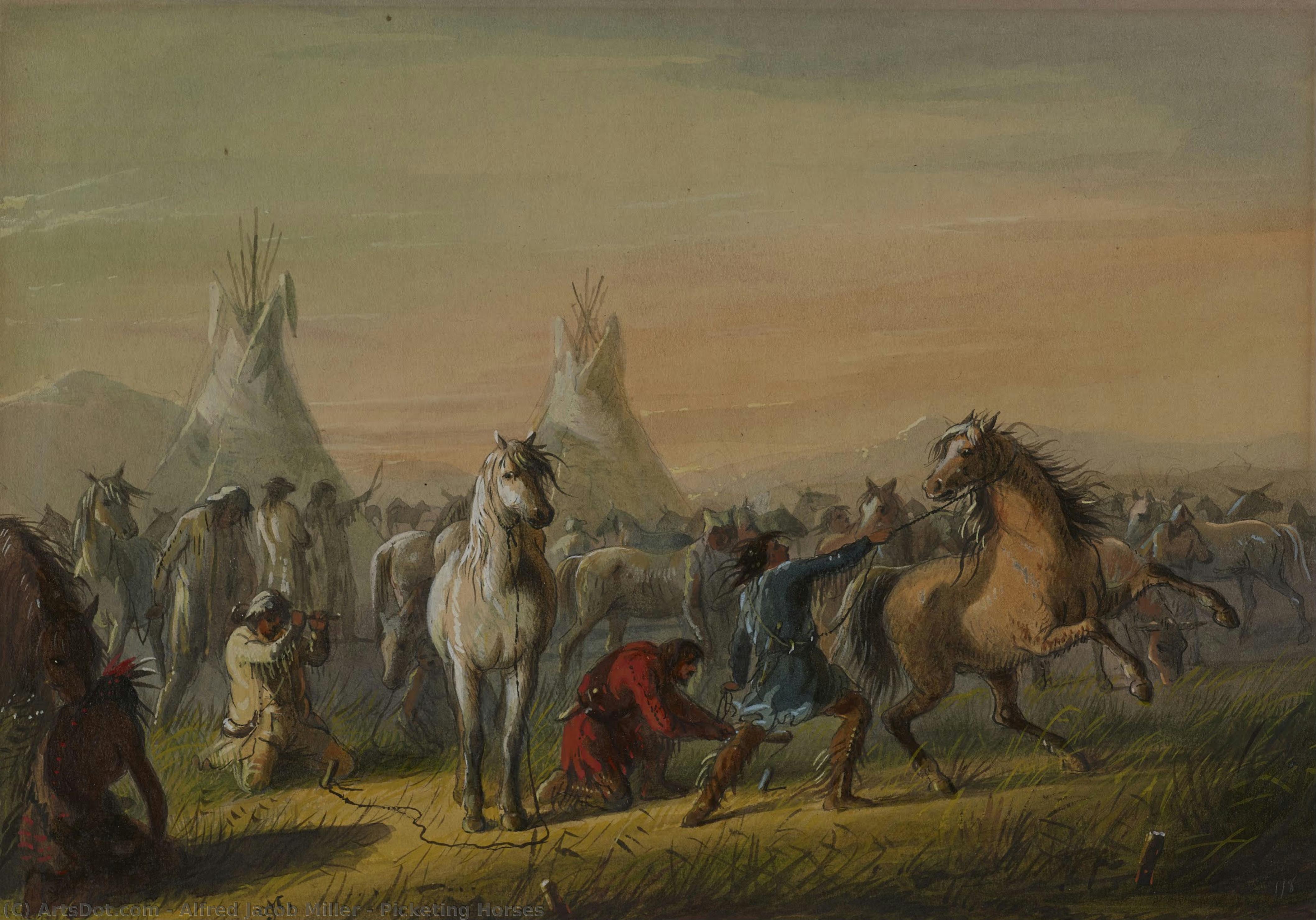Picketing Horses — Alfred Jacob Miller
