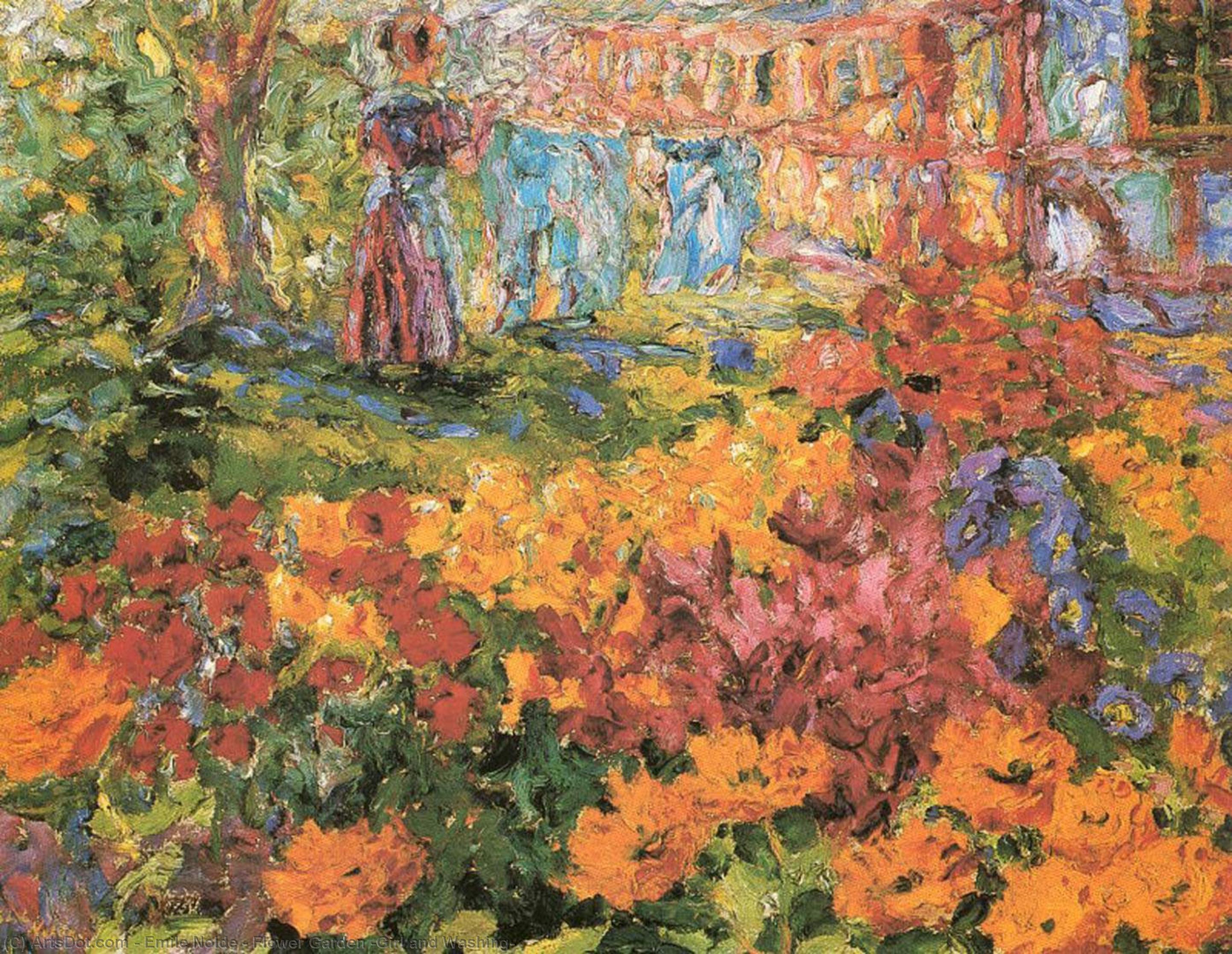 Flower Garden (girl And Washing) — Emile Nolde