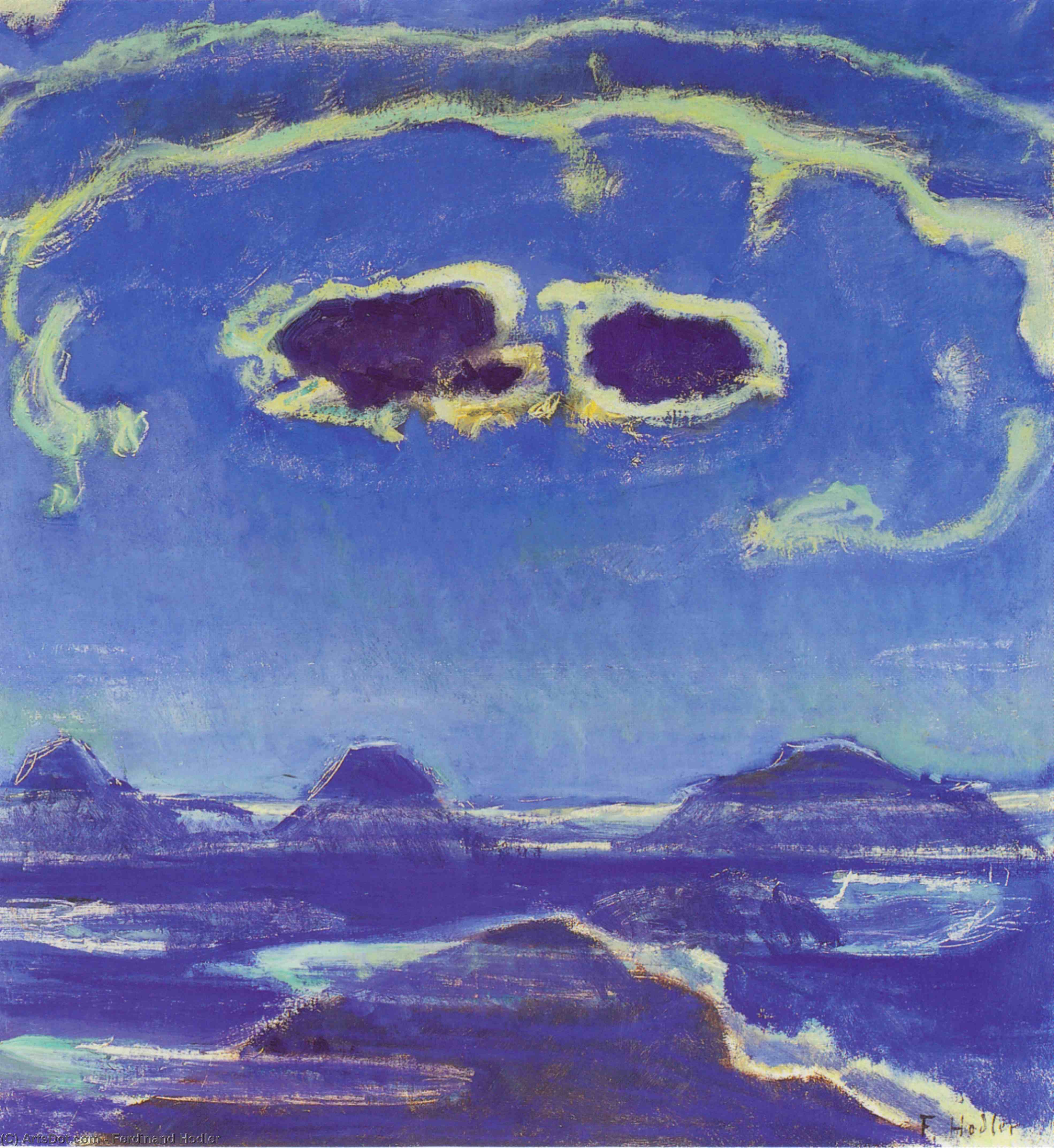 Eiger, Monch And Jungfrau In Moonlight — Ferdinand Hodler