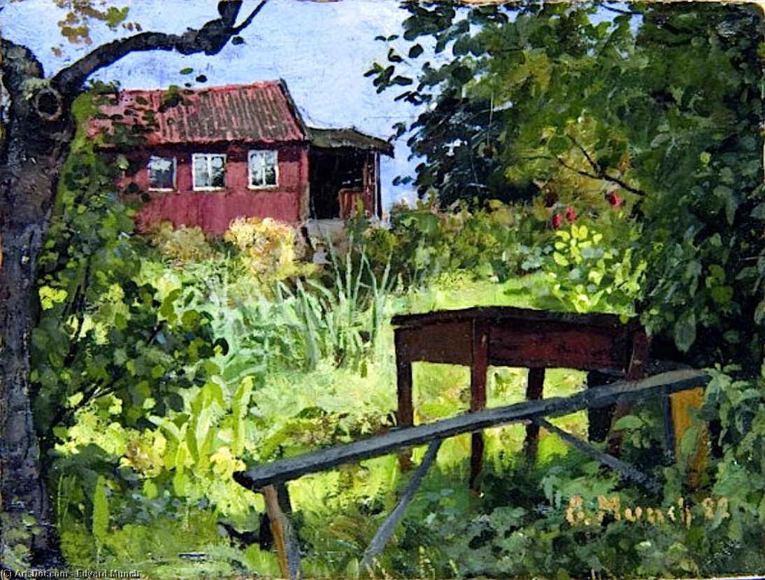 "garden With Red House" - Ogród Z Czerwonym Domem — Edvard Munch