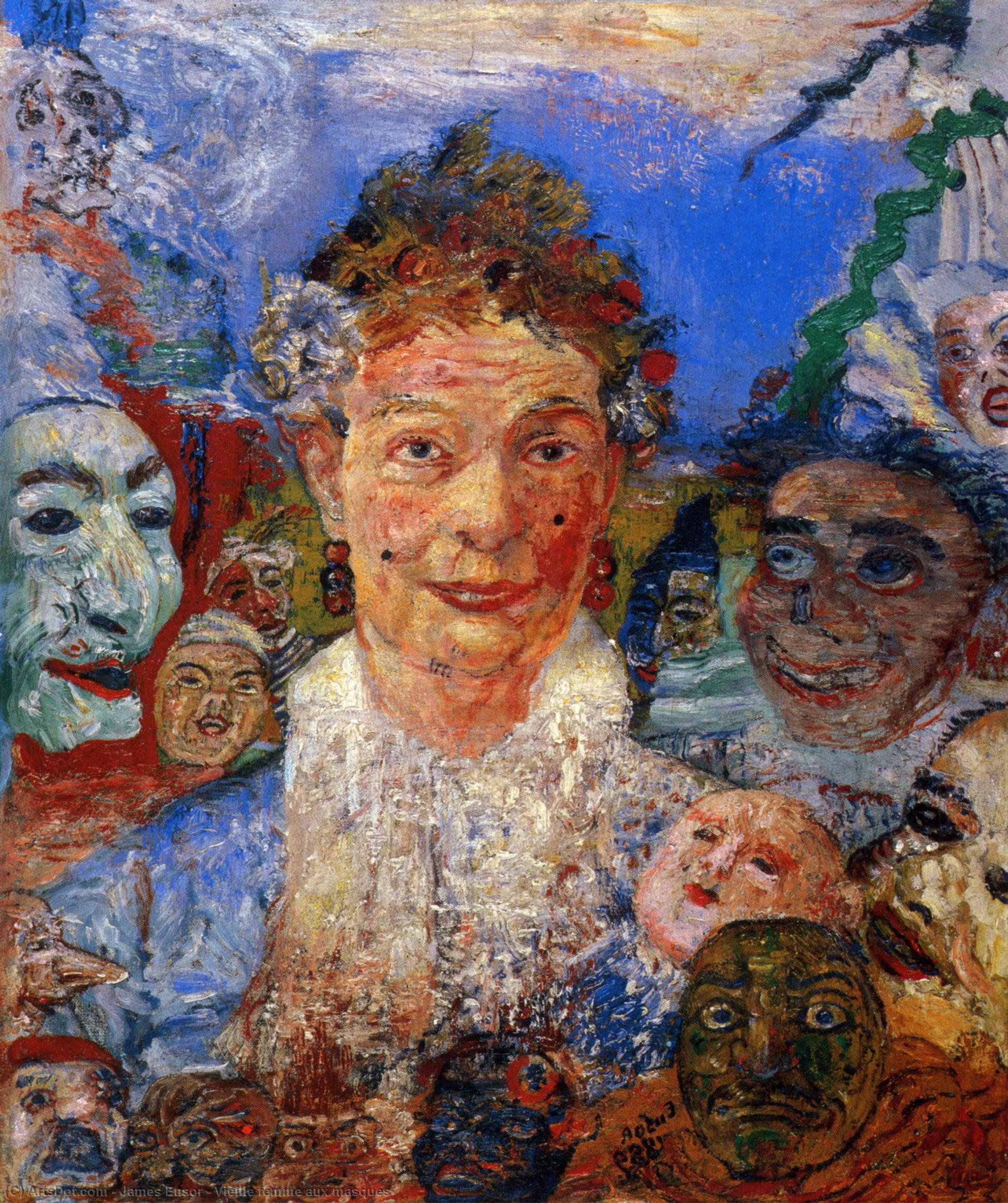 Vecchia Donna Con Maschere — James Ensor