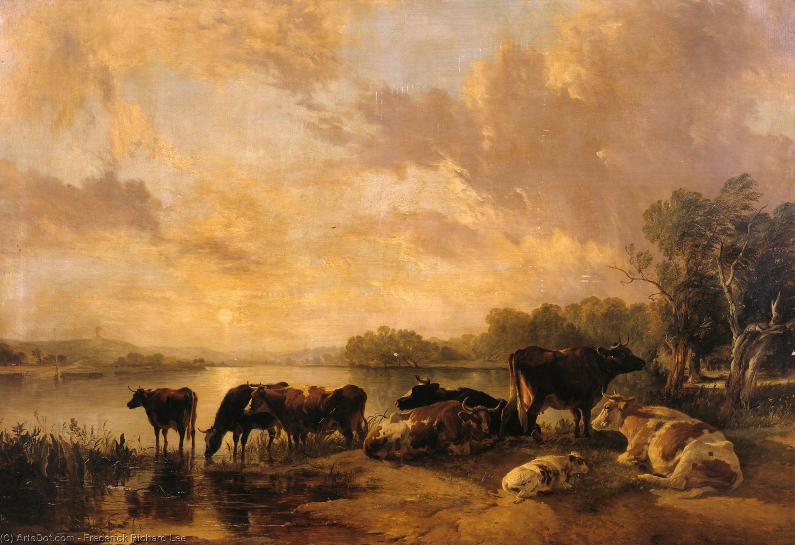 A River Scene (cattle By Thomas Sidney Cooper) — Frederick Richard Lee