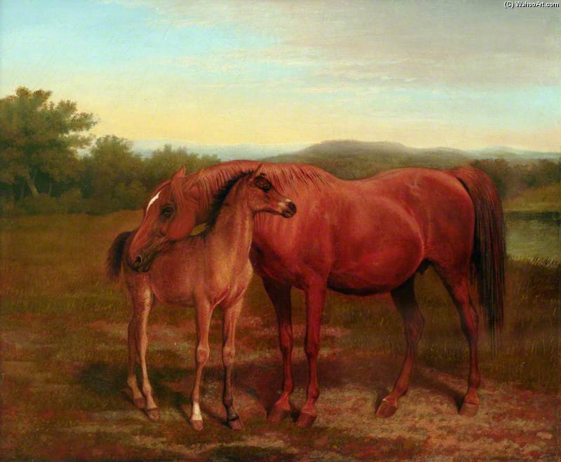 Mare, Chestnut, With Foal — Jacques Laurent Agasse