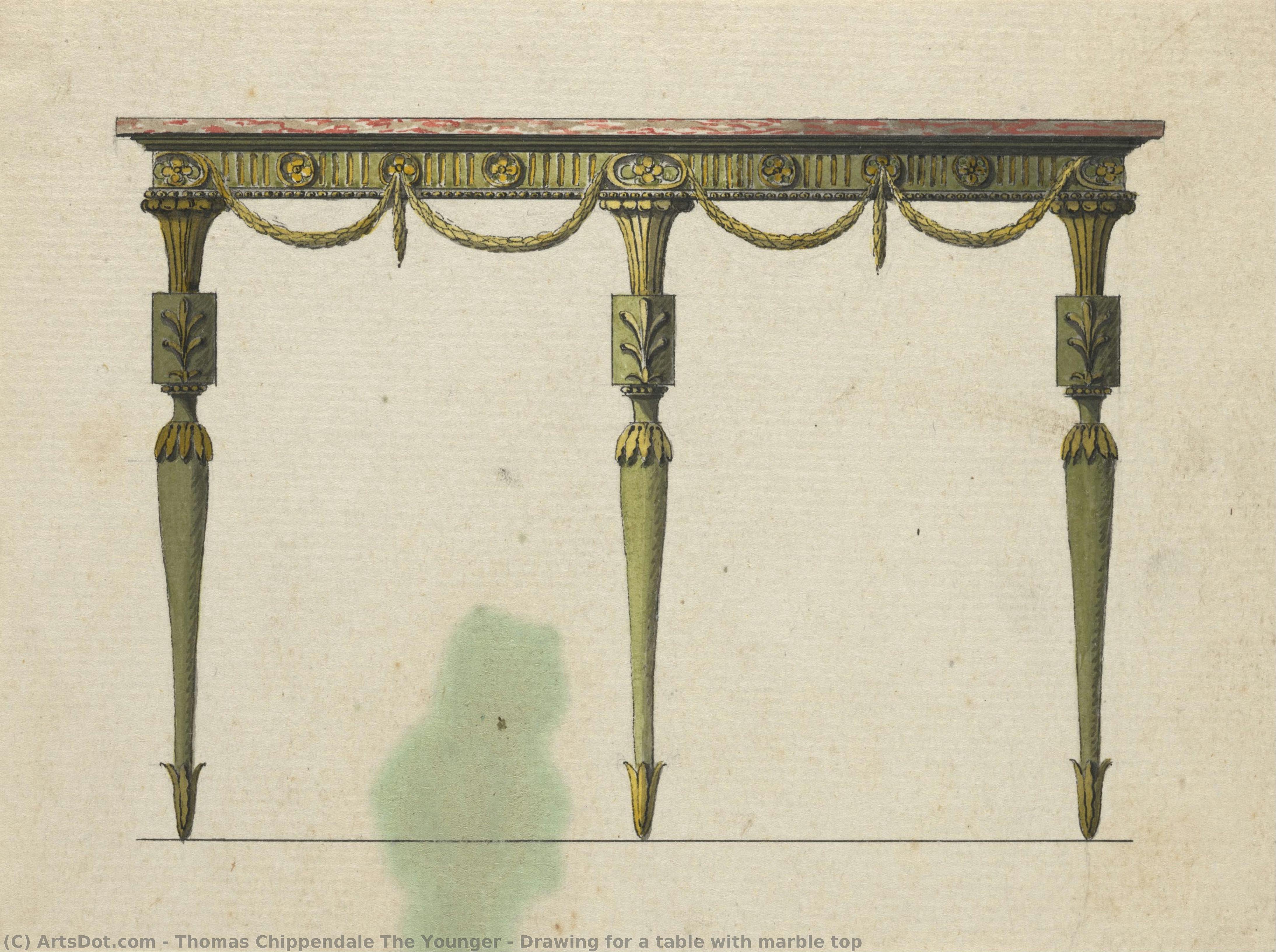 Drawing For A Table With Marble Top — Thomas Chippendale Le Jeune