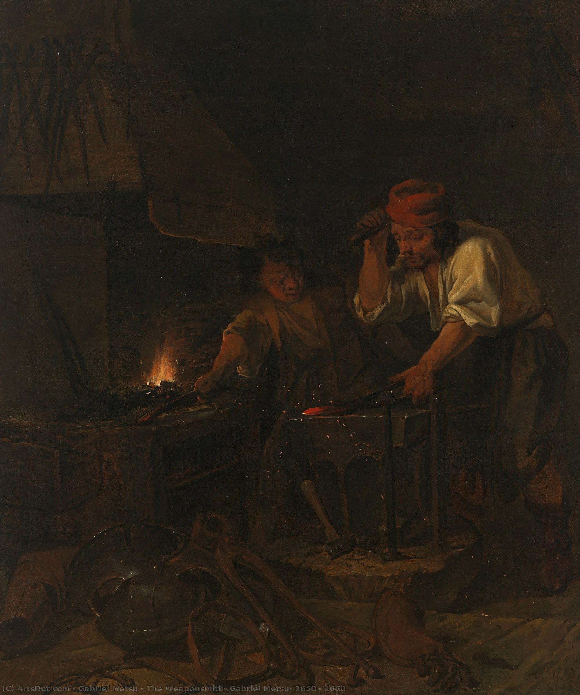 The Weaponsmith, Gabriël Metsu, 1650 - 1660 — Gabriel Metsu