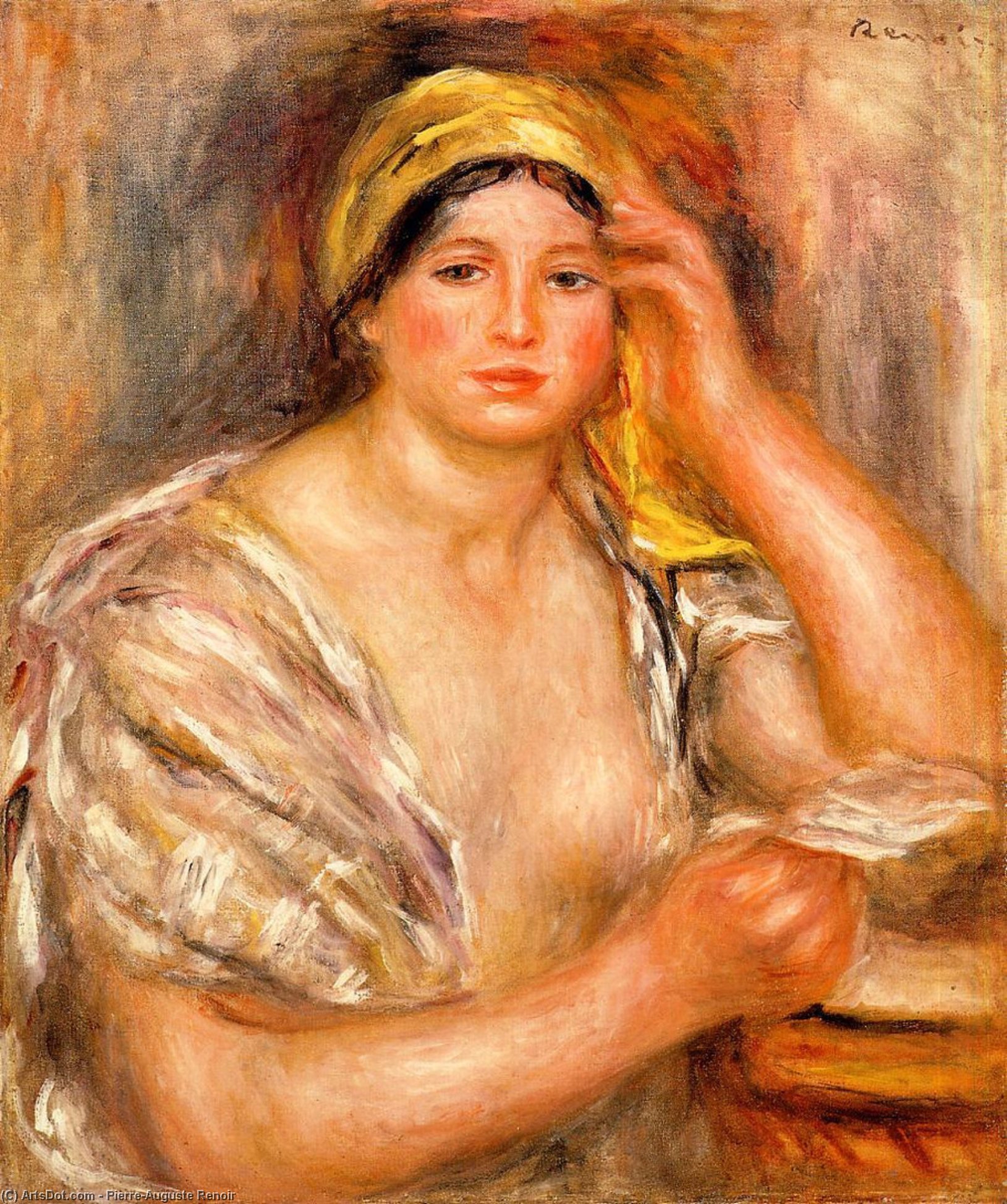 Woman With A Yellow Turban — Pierre-auguste Renoir