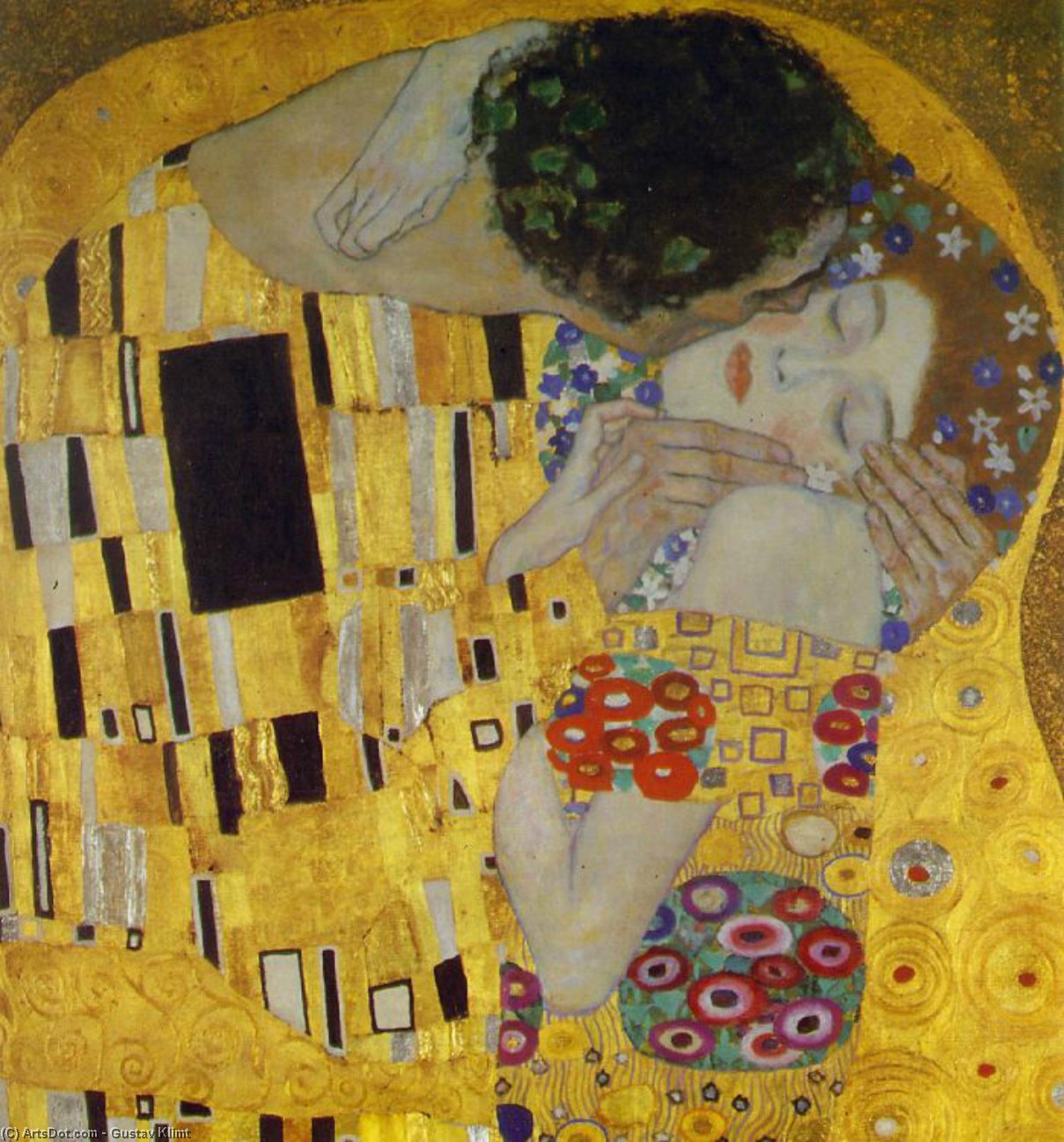 Kyss (detalj) — Gustav Klimt