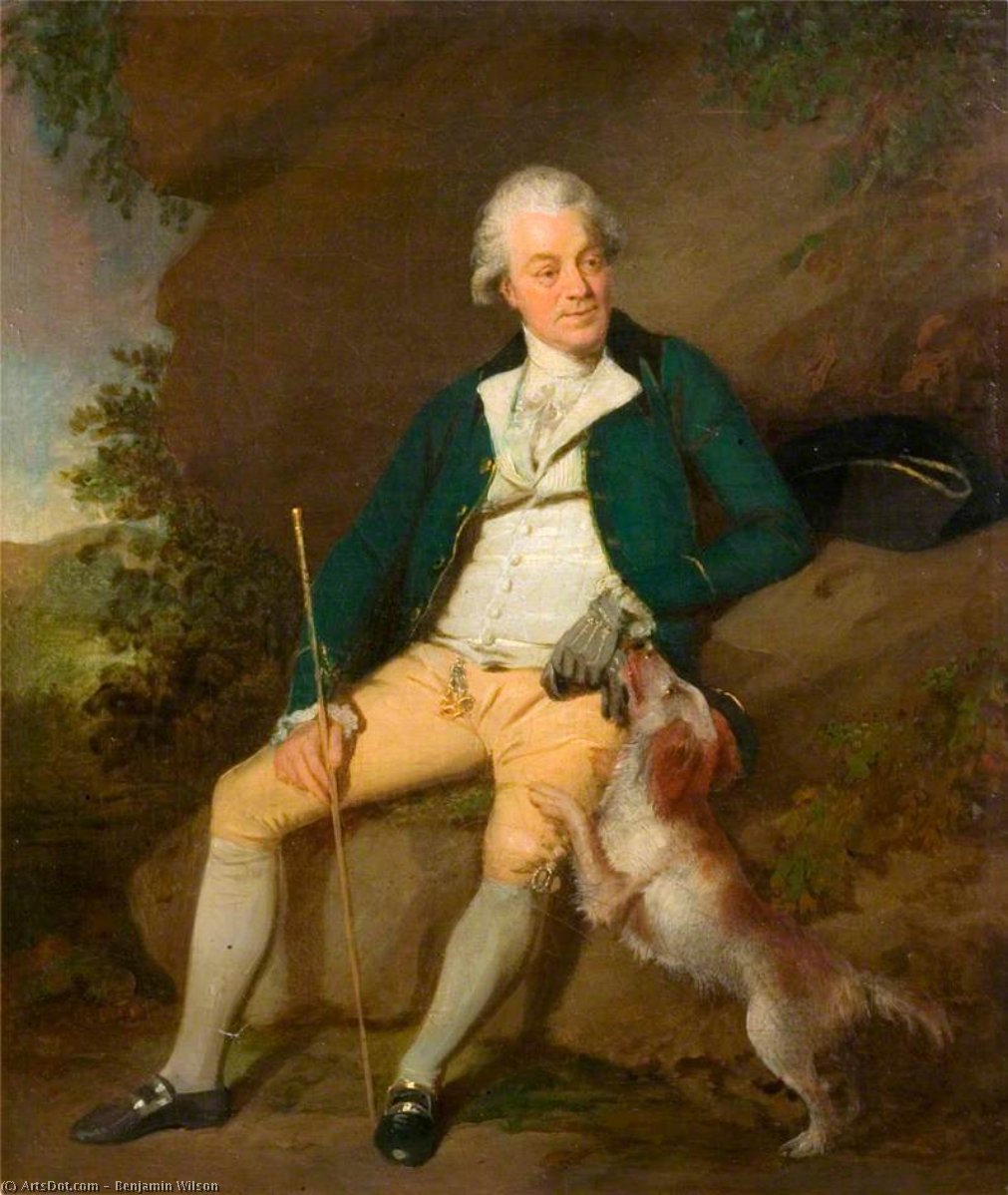 'mr Nicholas' - A Seated Man With A Dog — Benjamin Wilson
