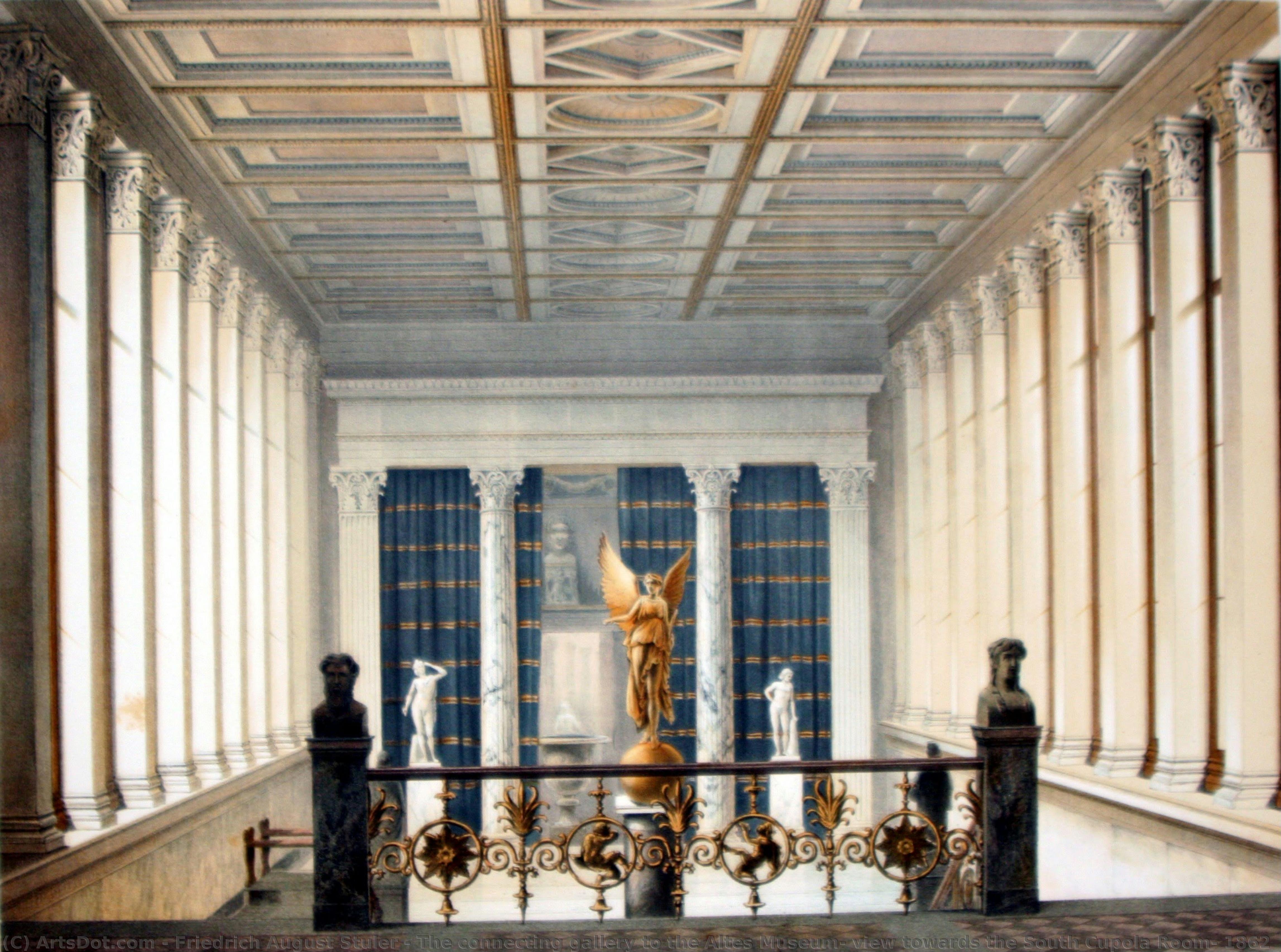 Het Verbindende Galerie Naar Het Alte Museum, Uitzicht Op De Zuidelijke Kuppelzaal, 1862 — Friedrich August Stuler