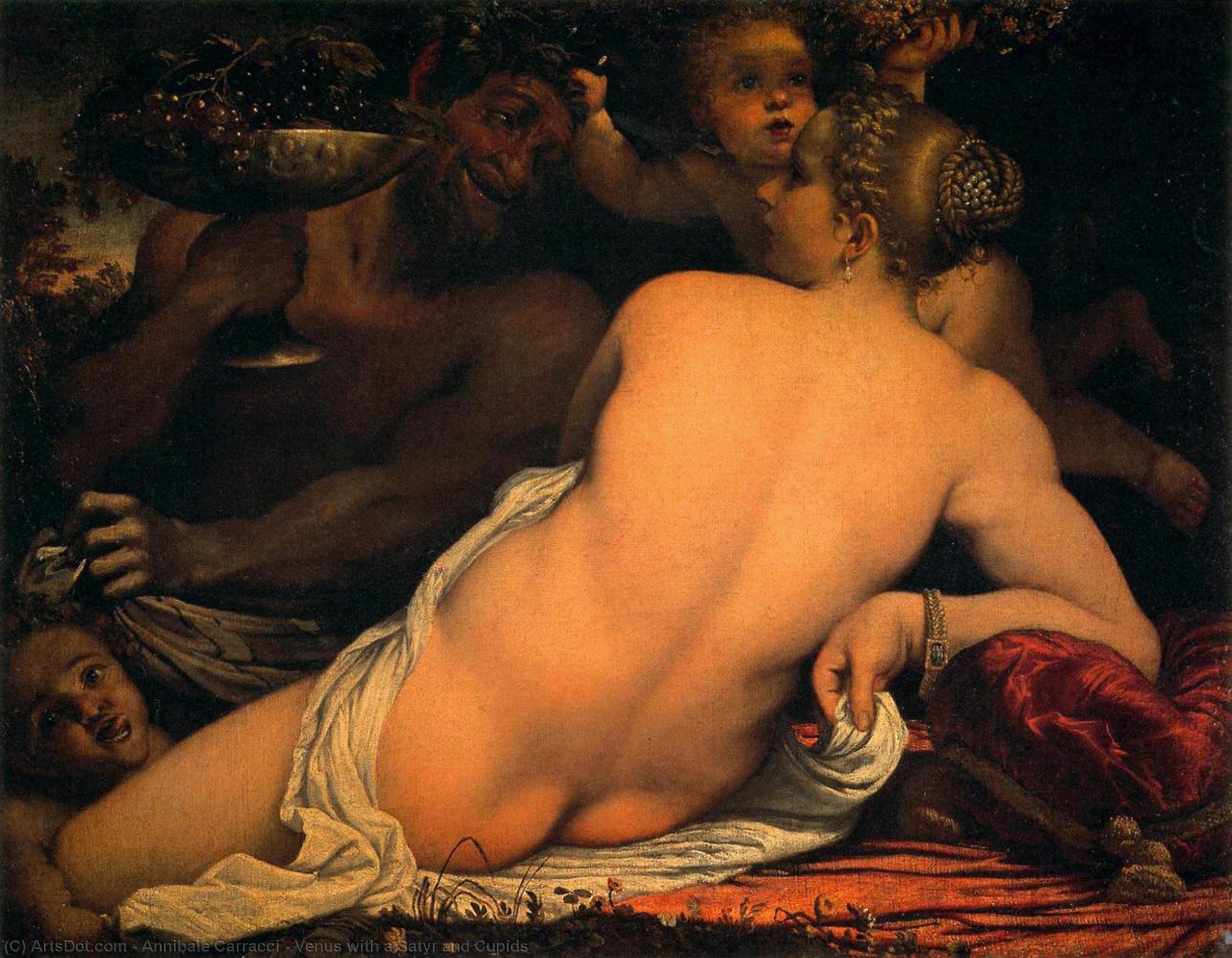 Venus With A Satyr And Cupids — Анибале Карачи