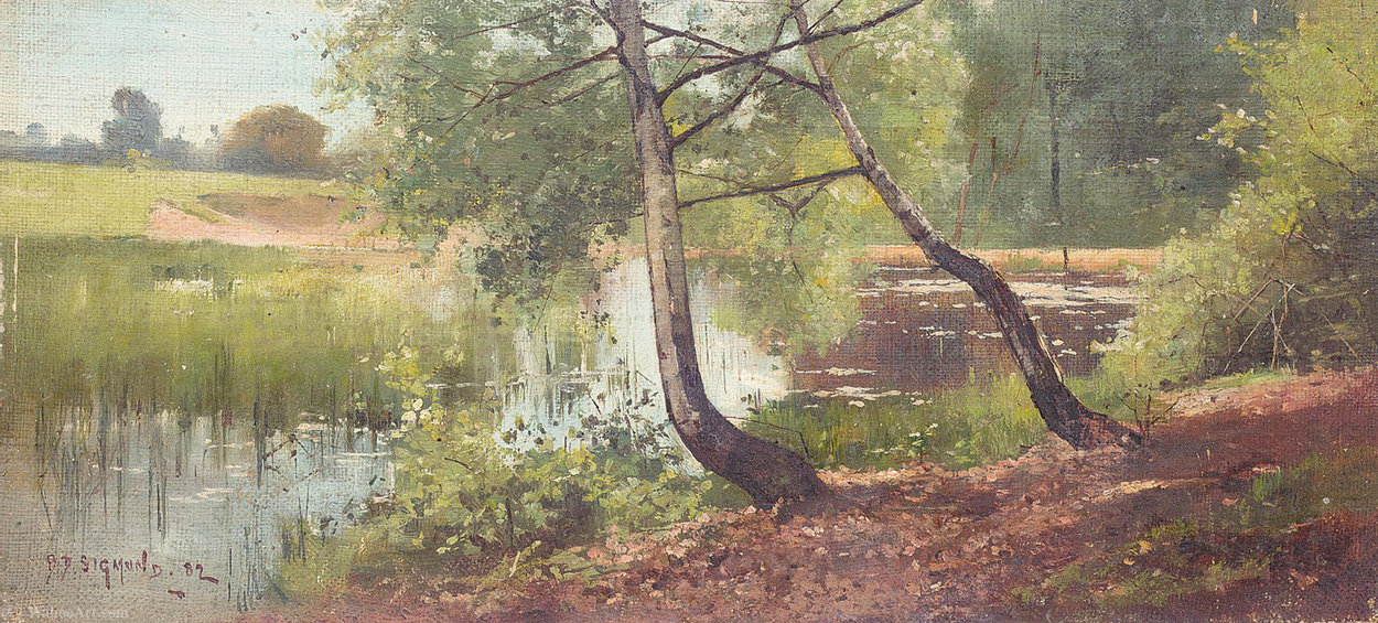 Silver Birch Trees By A Lake, Two, Both — Benjamin D. Sigmund
