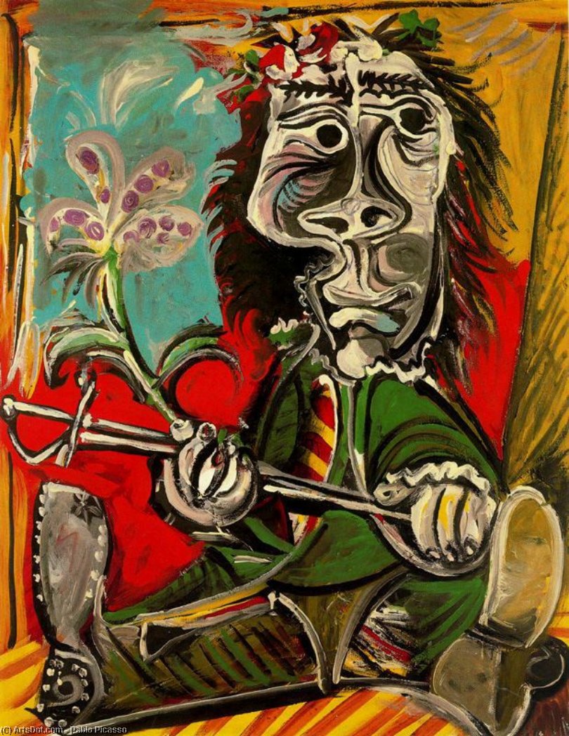Pablo Picasso - Seated Man Med Sværd Og Blomst « 1969 — Pablo Picasso
