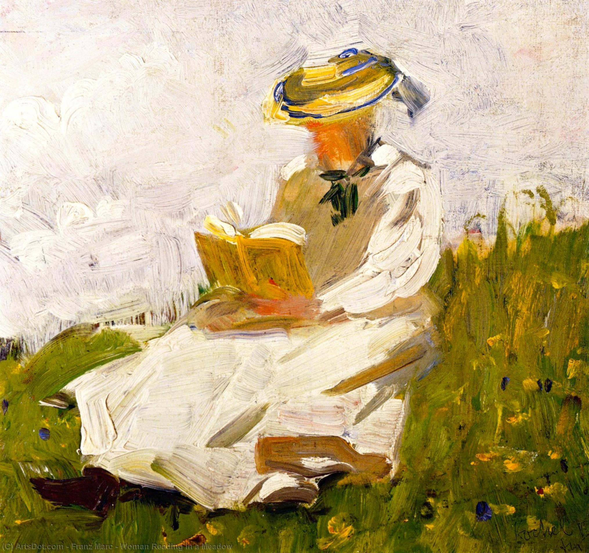 Donna Che Legge Sull'erba Alta — Franz Marc