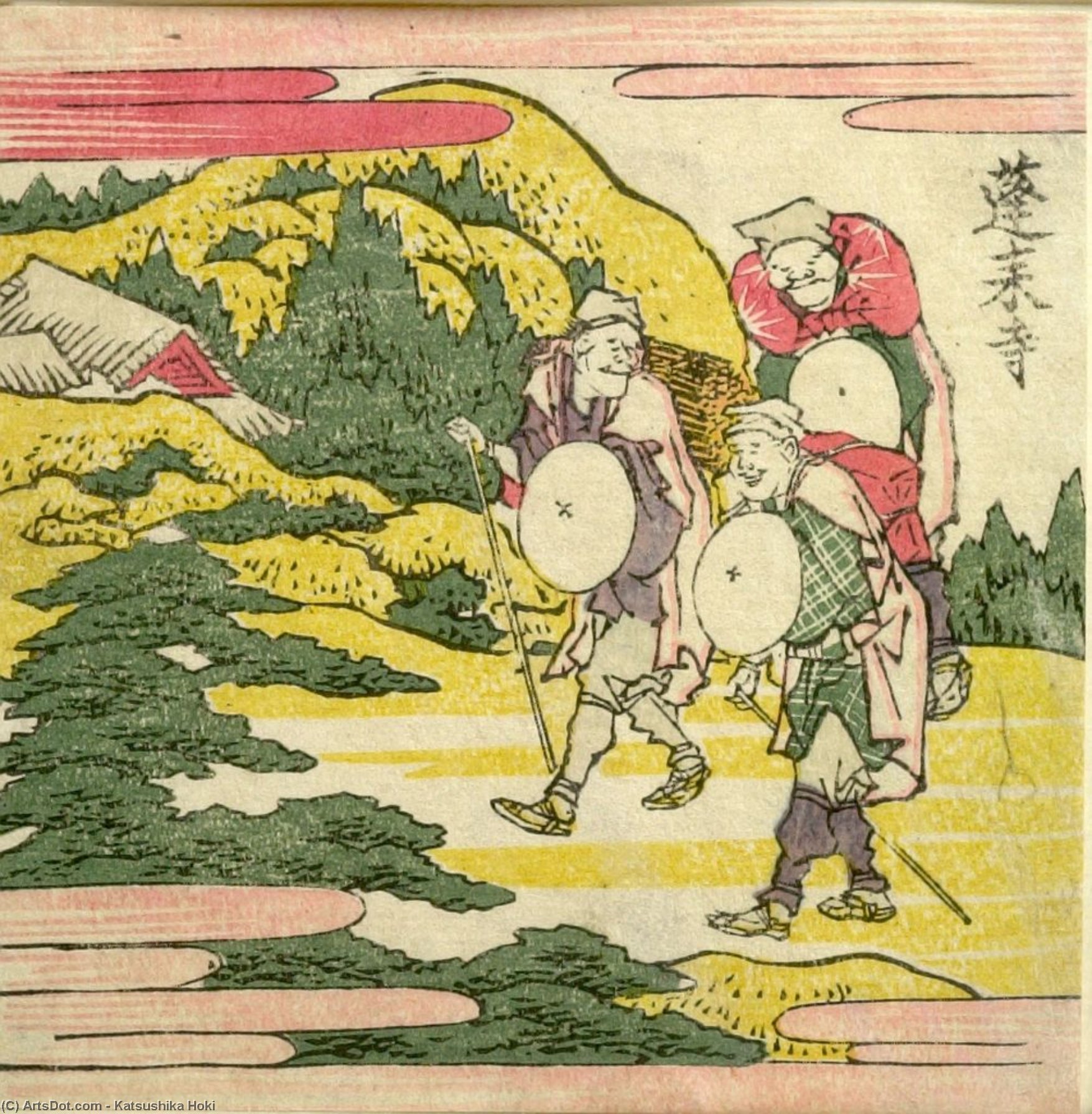 Drei Männer Entlang Einer Klippe — Katsushika Hokusai