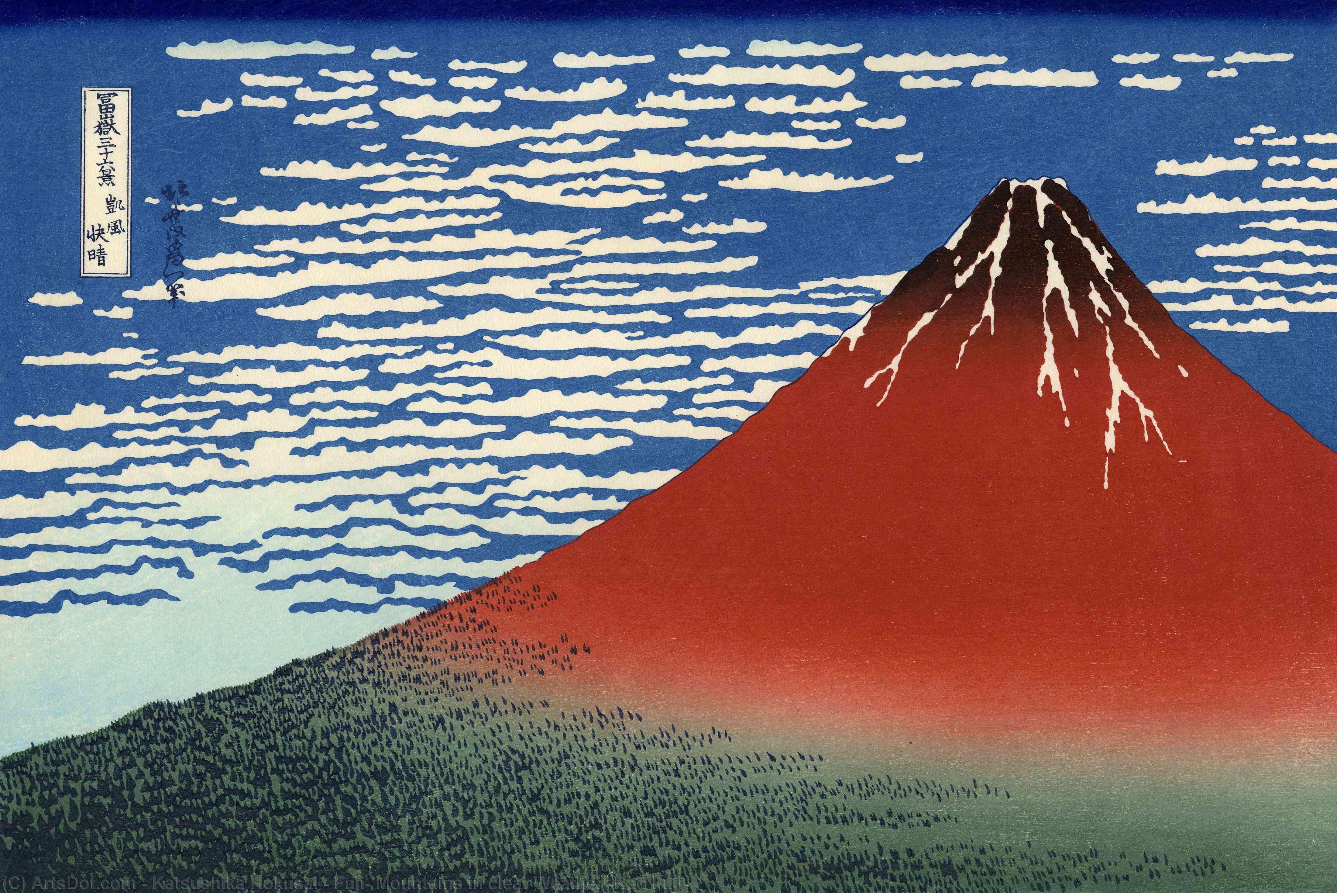 Fuji, Munții În Vreme Clară (fuji Roșu) — Hokusai