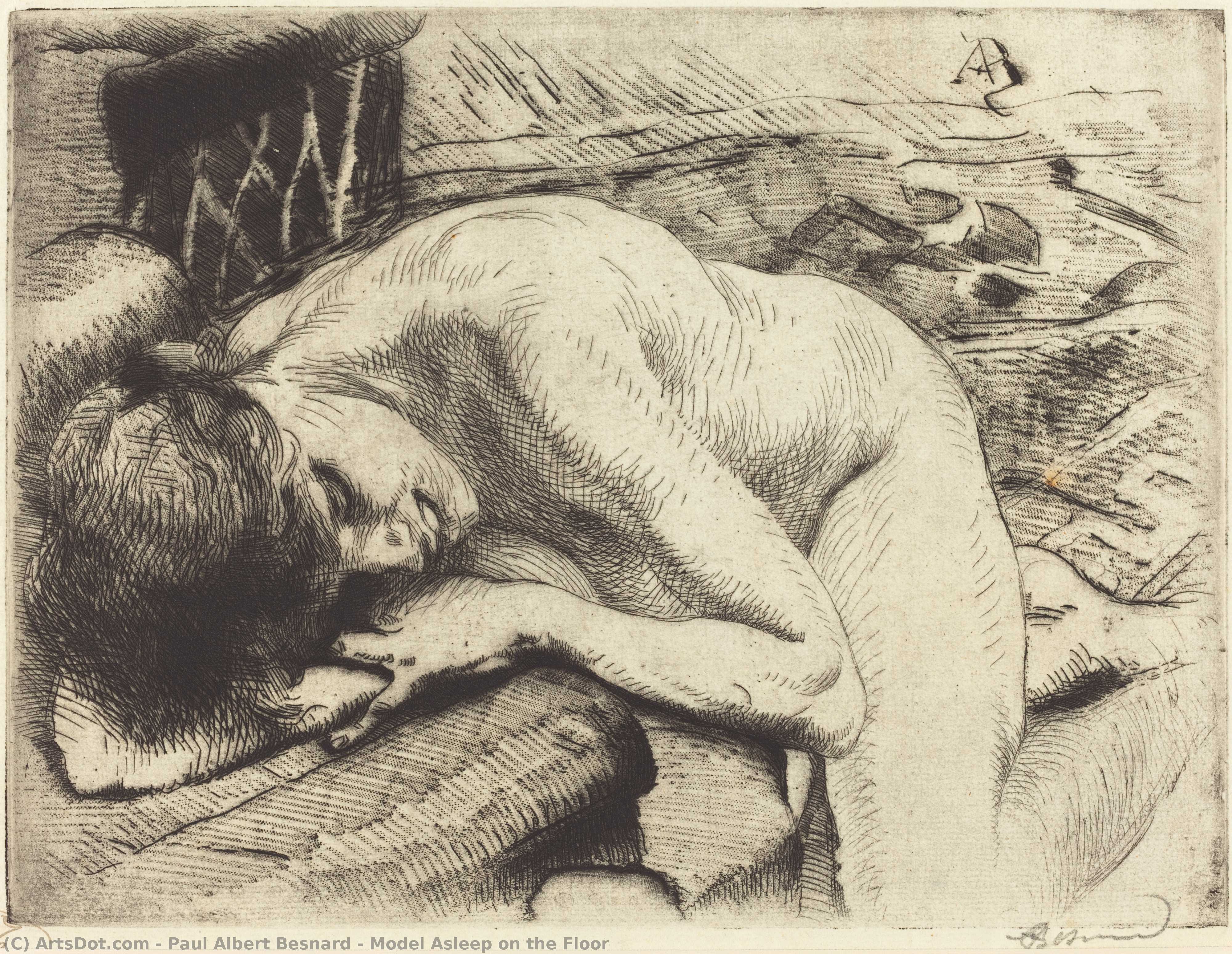 Model Asleep On The Floor — Paul Albert Besnard