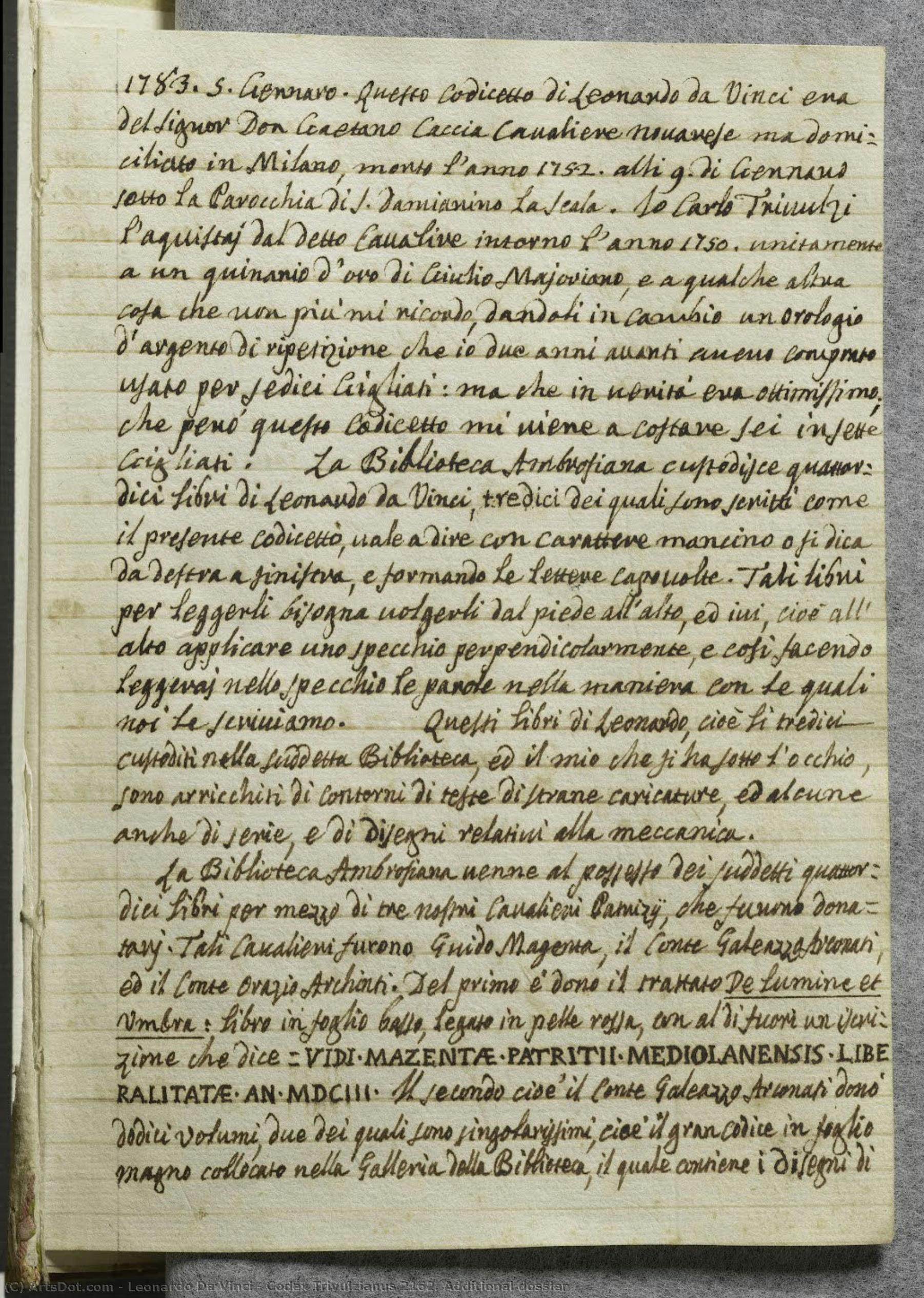 Codex Trivulzianus 2162. Yderligere Dossier — Leonardo Da Vinci