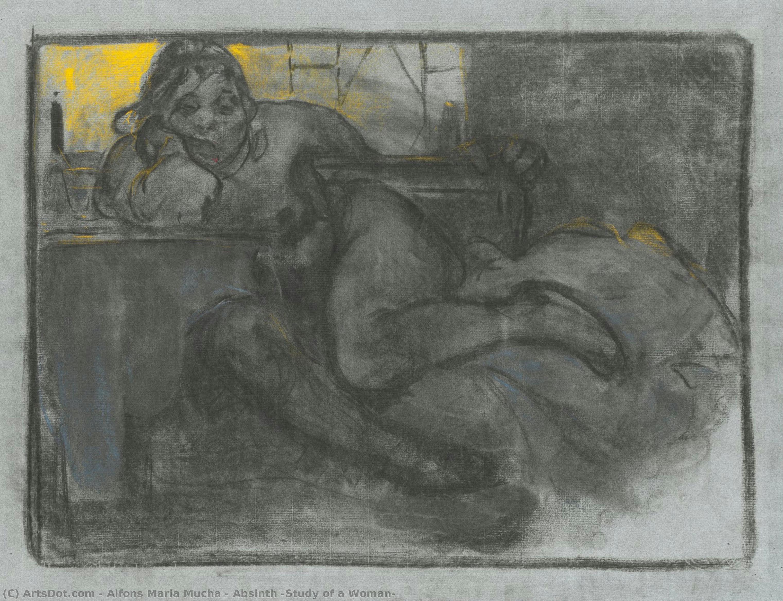 Absinth (studie Ženy) — Alfons Mucha