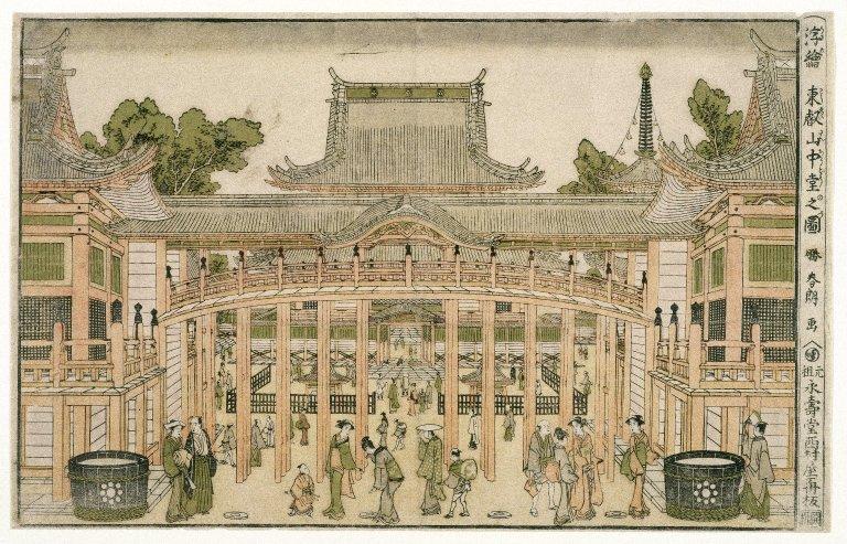 À L'intérieur De La Cour Du Temple Toeizan À Ueno — Katsushika Hokusai