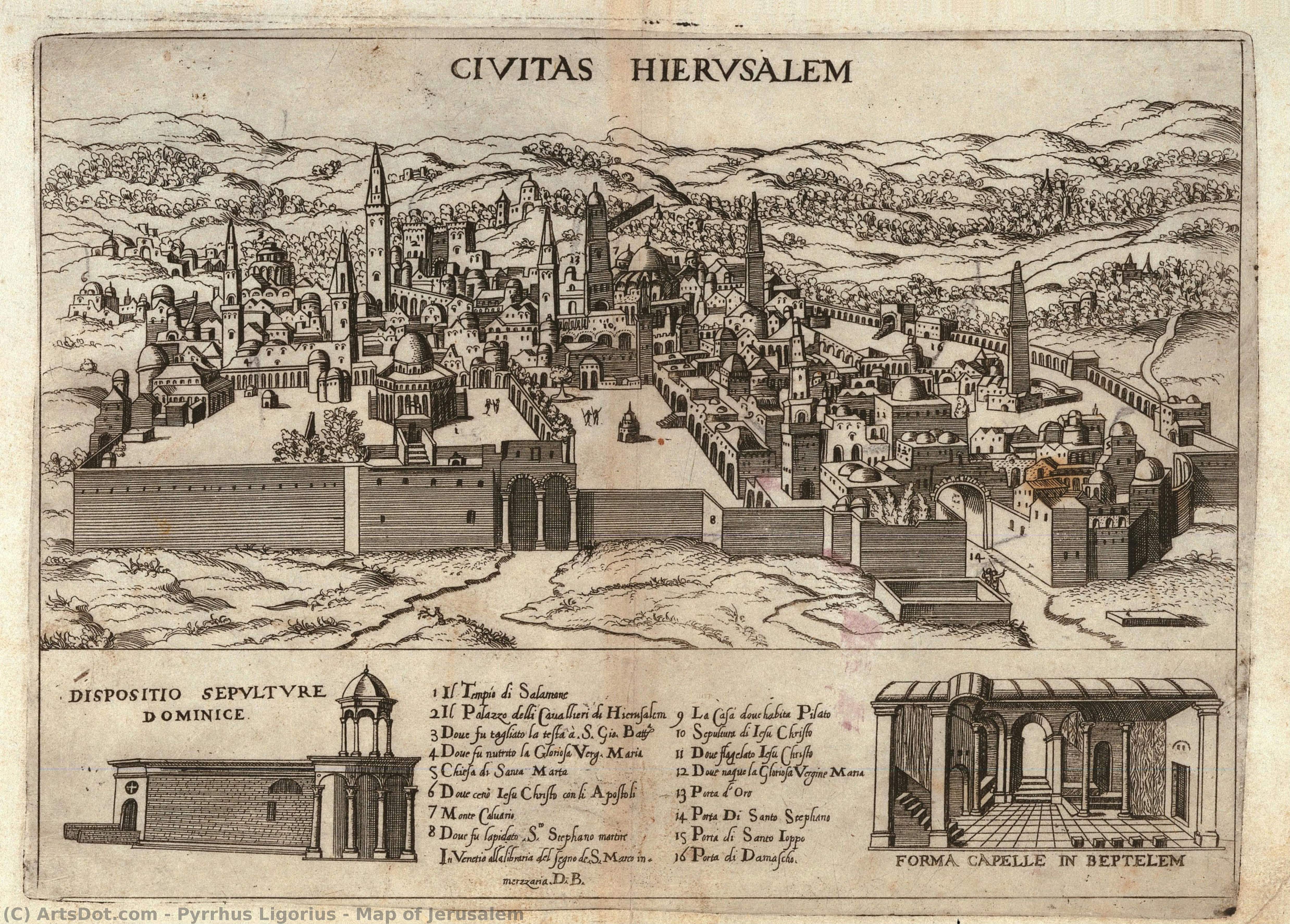 Map Of Jerusalem — Pirro Ligorio