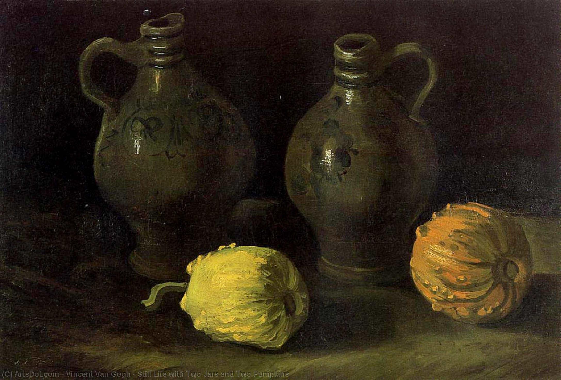 Still Life With Two Jars And Two Pumpkins — Vincent Willem Van Gogh