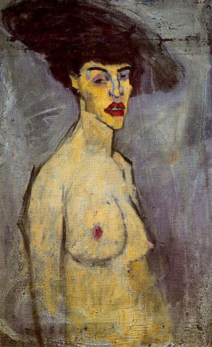 Kvinde Nøgne Med Hat — Amedeo Modigliani