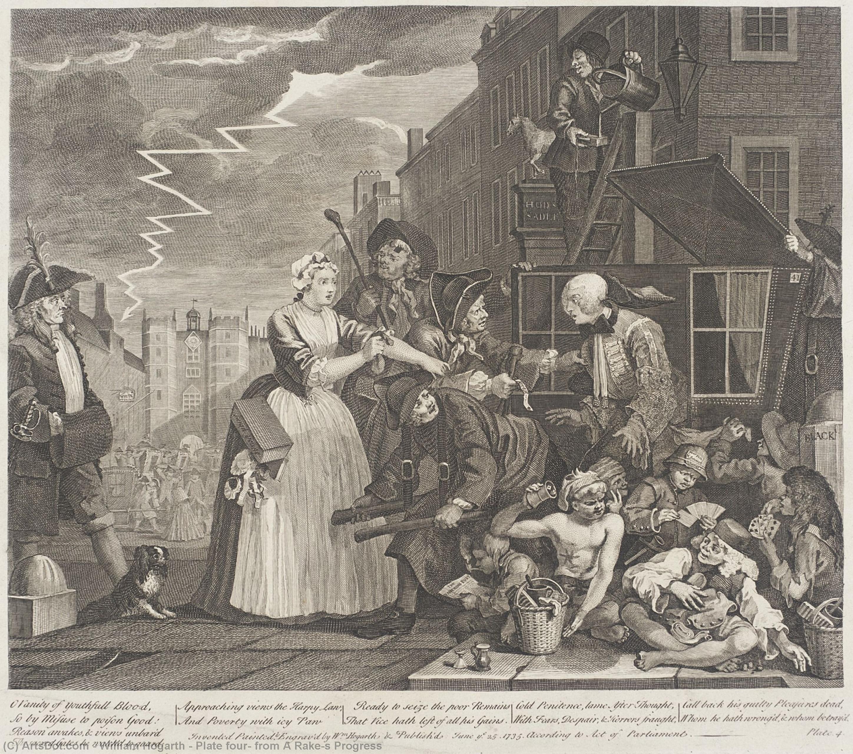 Plate Four, From A Rake's Progress — William Hogarth