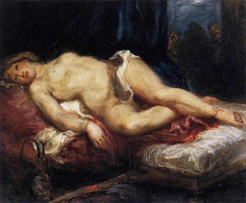 Odalisque Reclining on a Divan by Eugène Delacroix