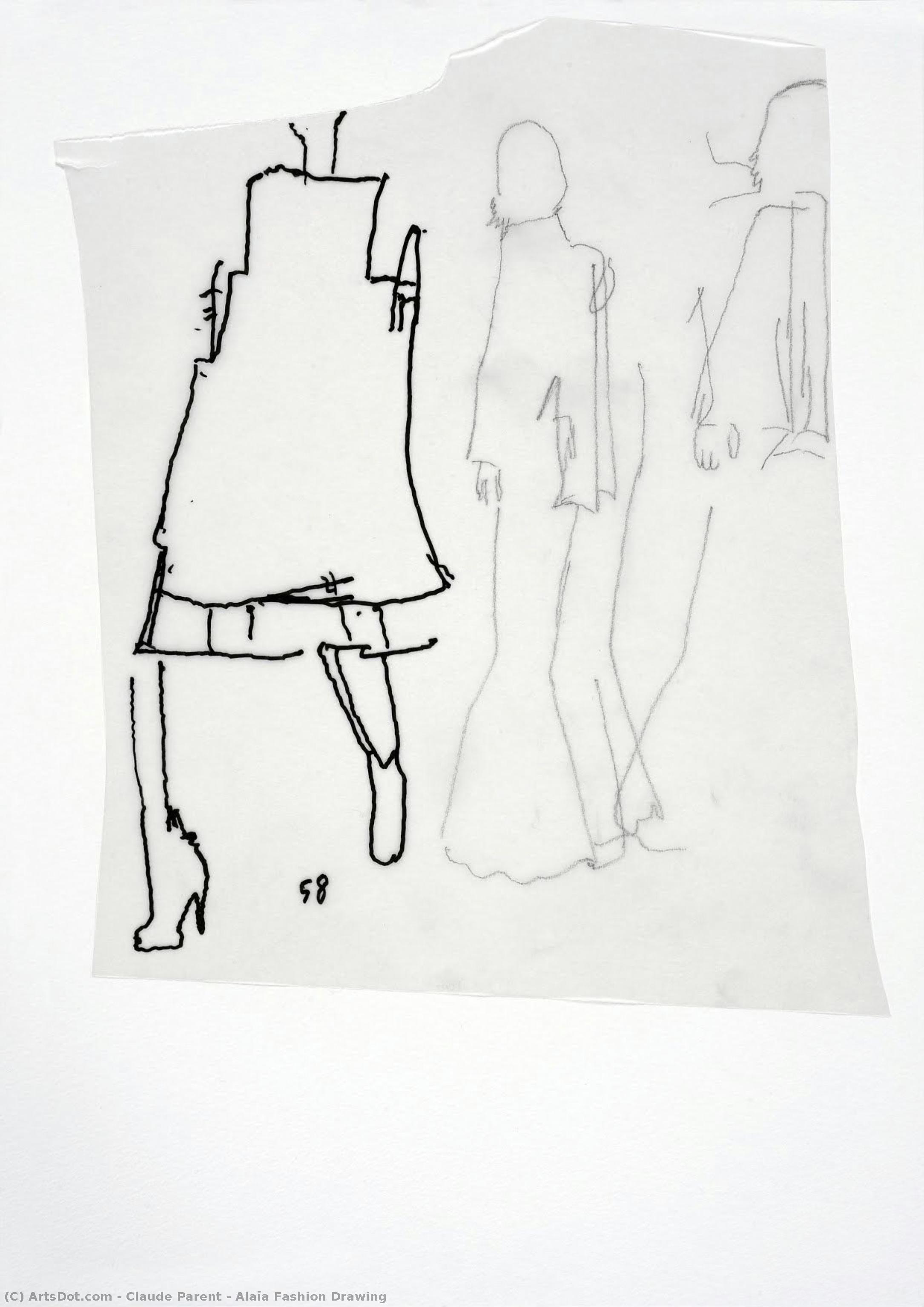 Alaïa Fashion Drawing — Claude Parent