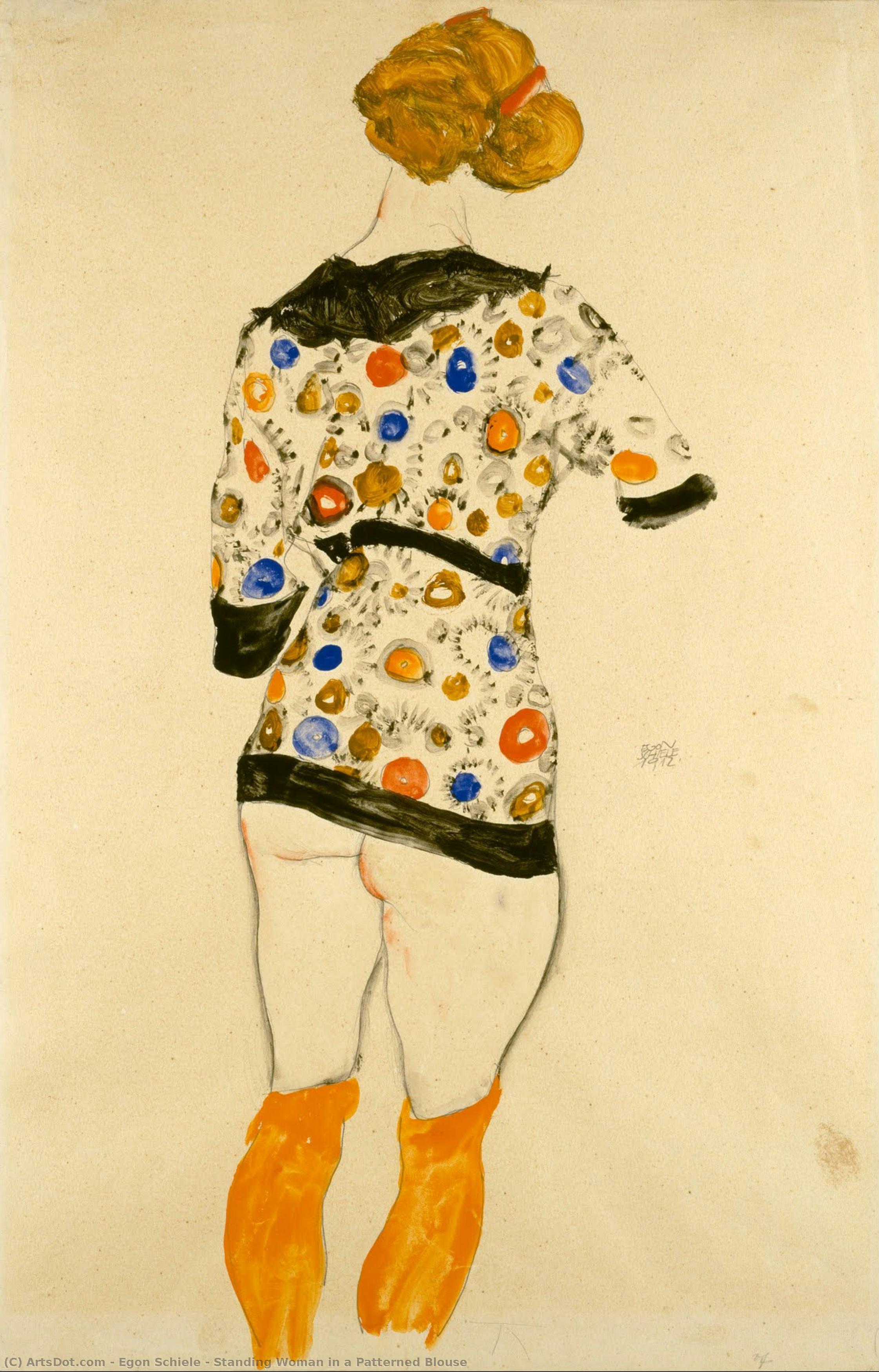 Standing Woman In A Patterned Blouse — Egon Schiele