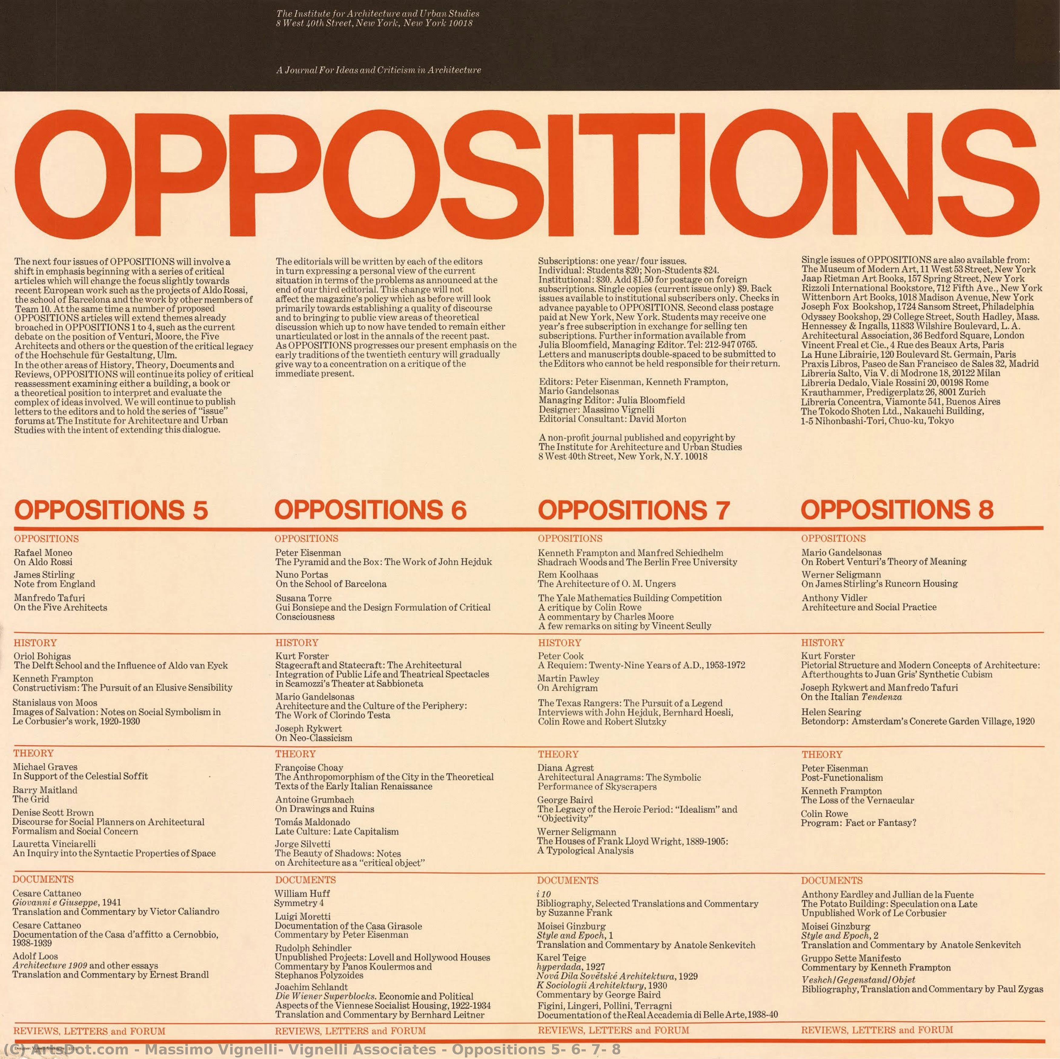 Oppositions 5, 6, 7, 8 — Massimo Vignelli, Vignelli Associates