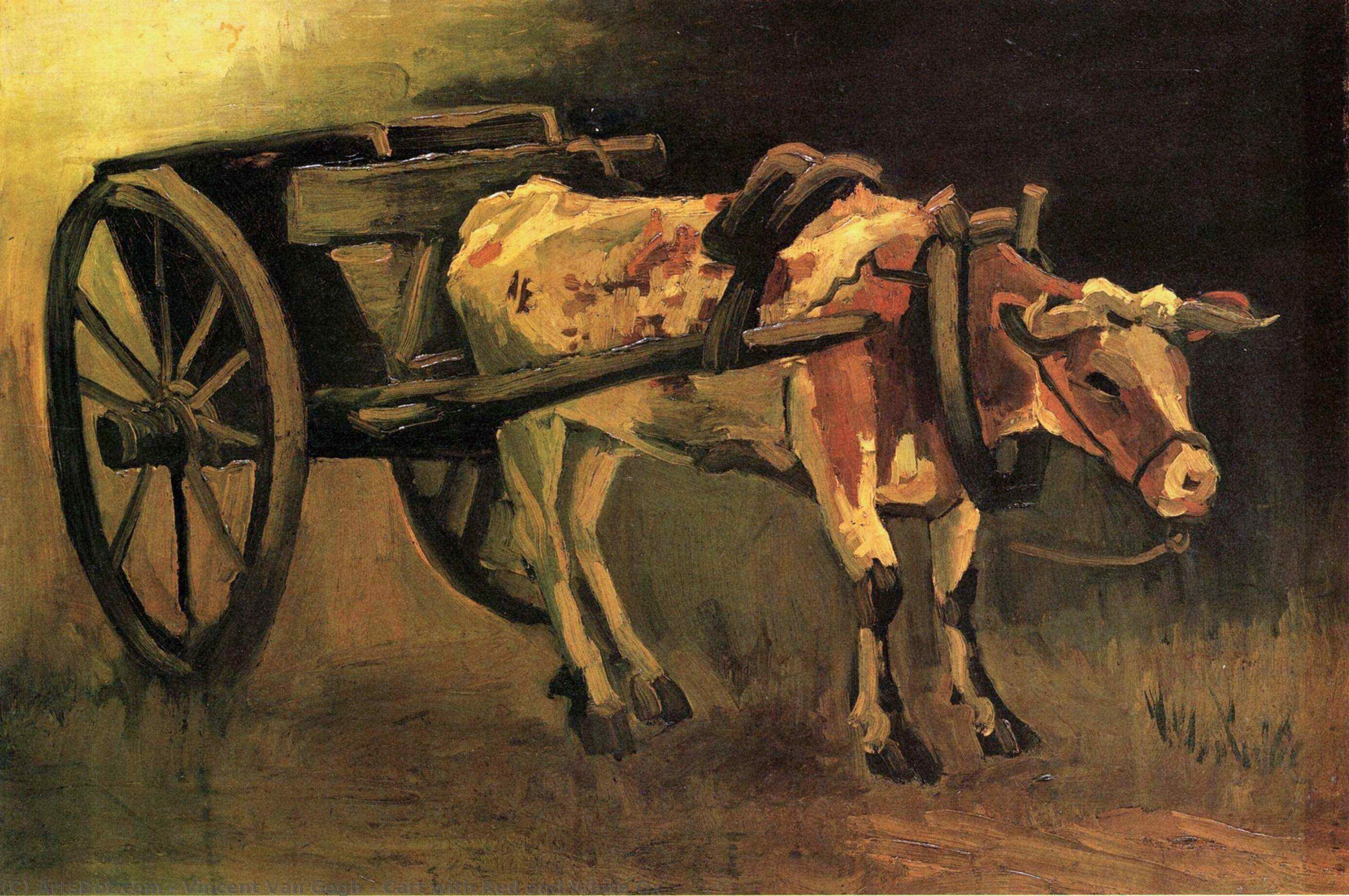 Cart With Red And White Ox — Vincent Willem Van Gogh