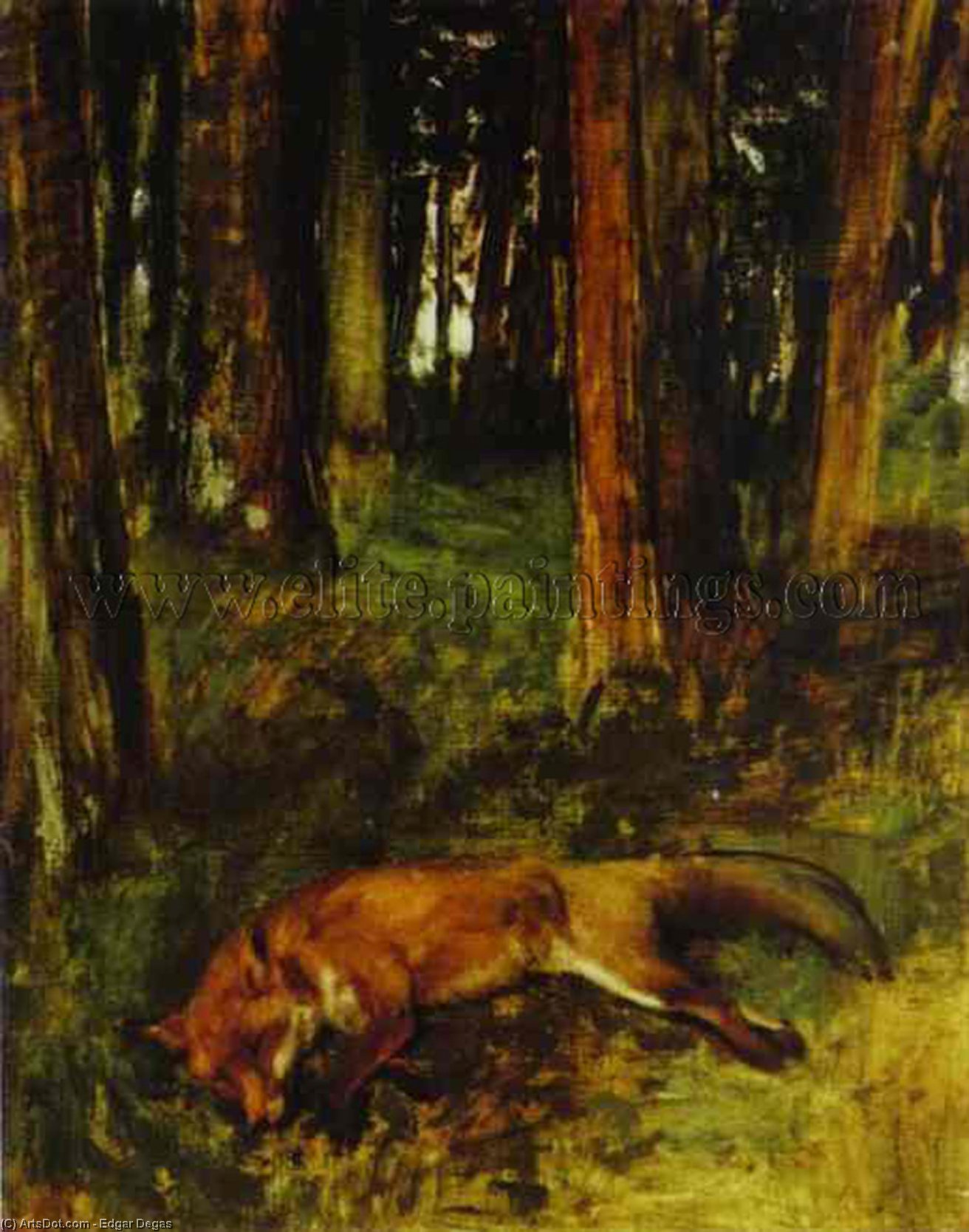 Dead Fox Lying In The Undergrowth — Edgar Degas