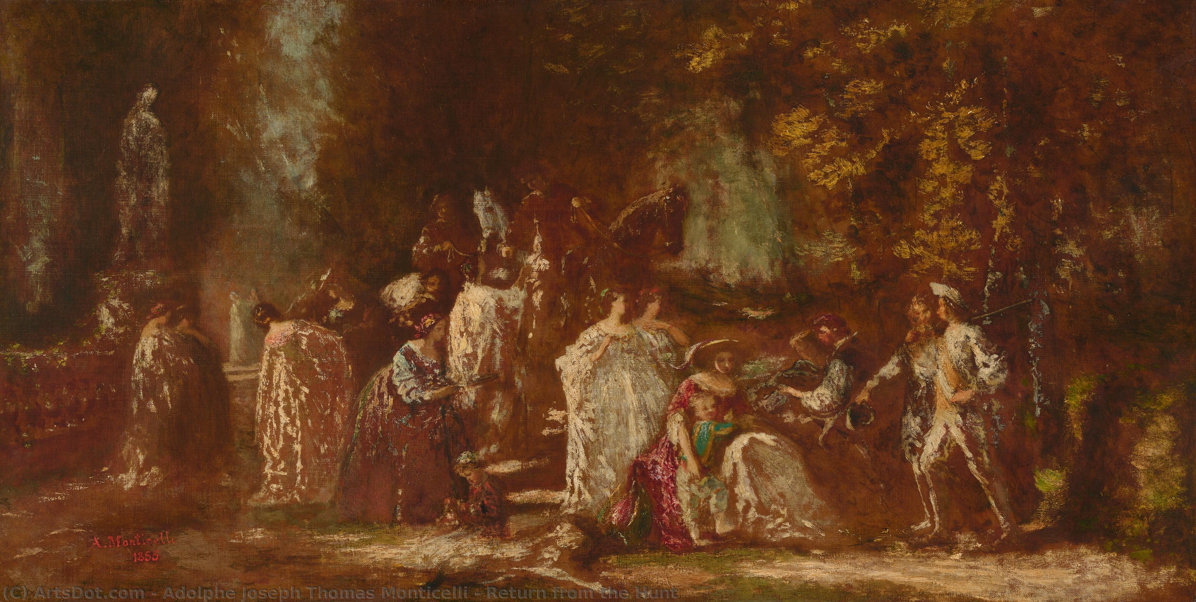 Return From The Hunt — Adolphe Joseph Thomas Monticelli