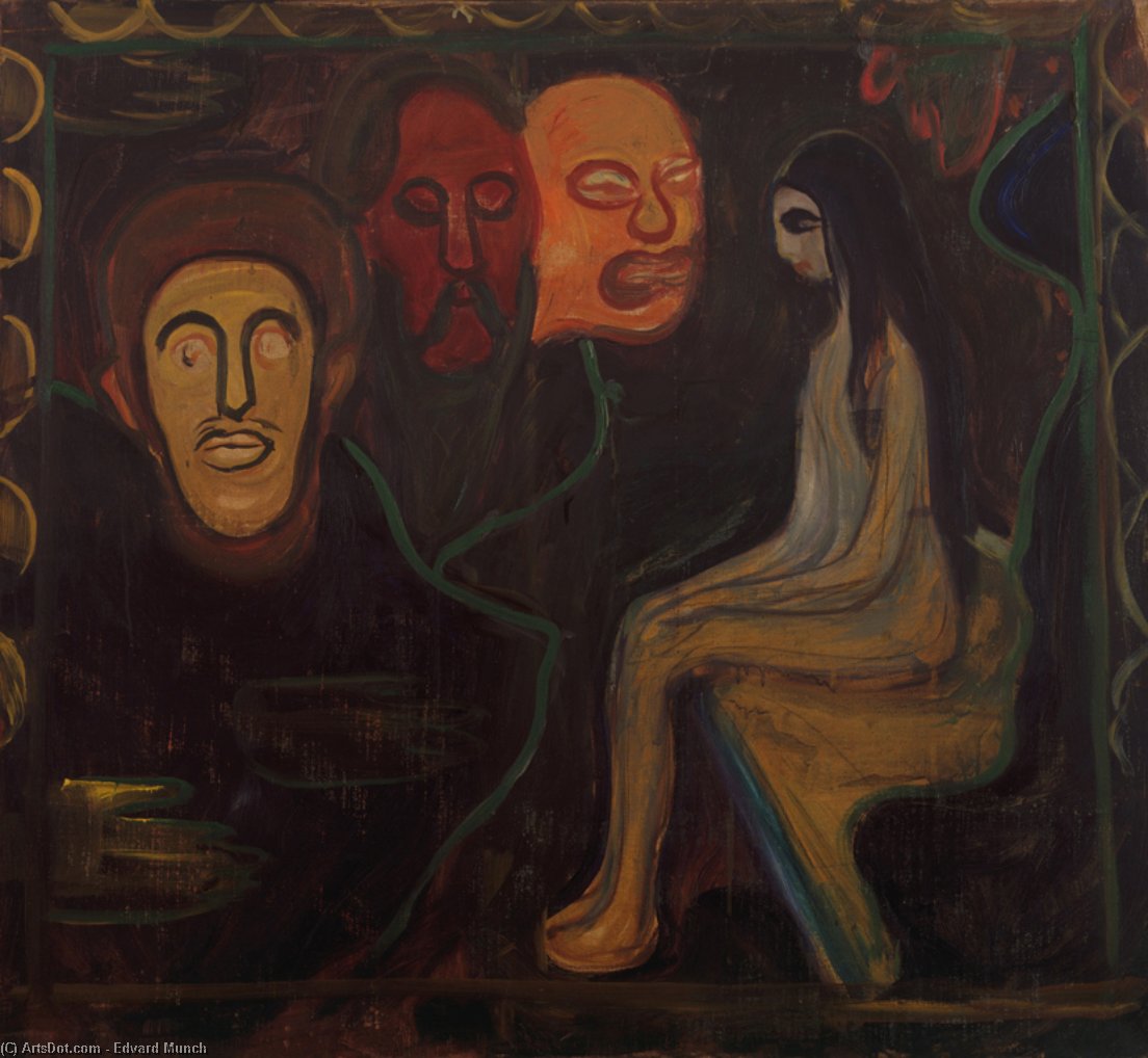 Ragazza E Tre Teste Umane — Edvard Munch