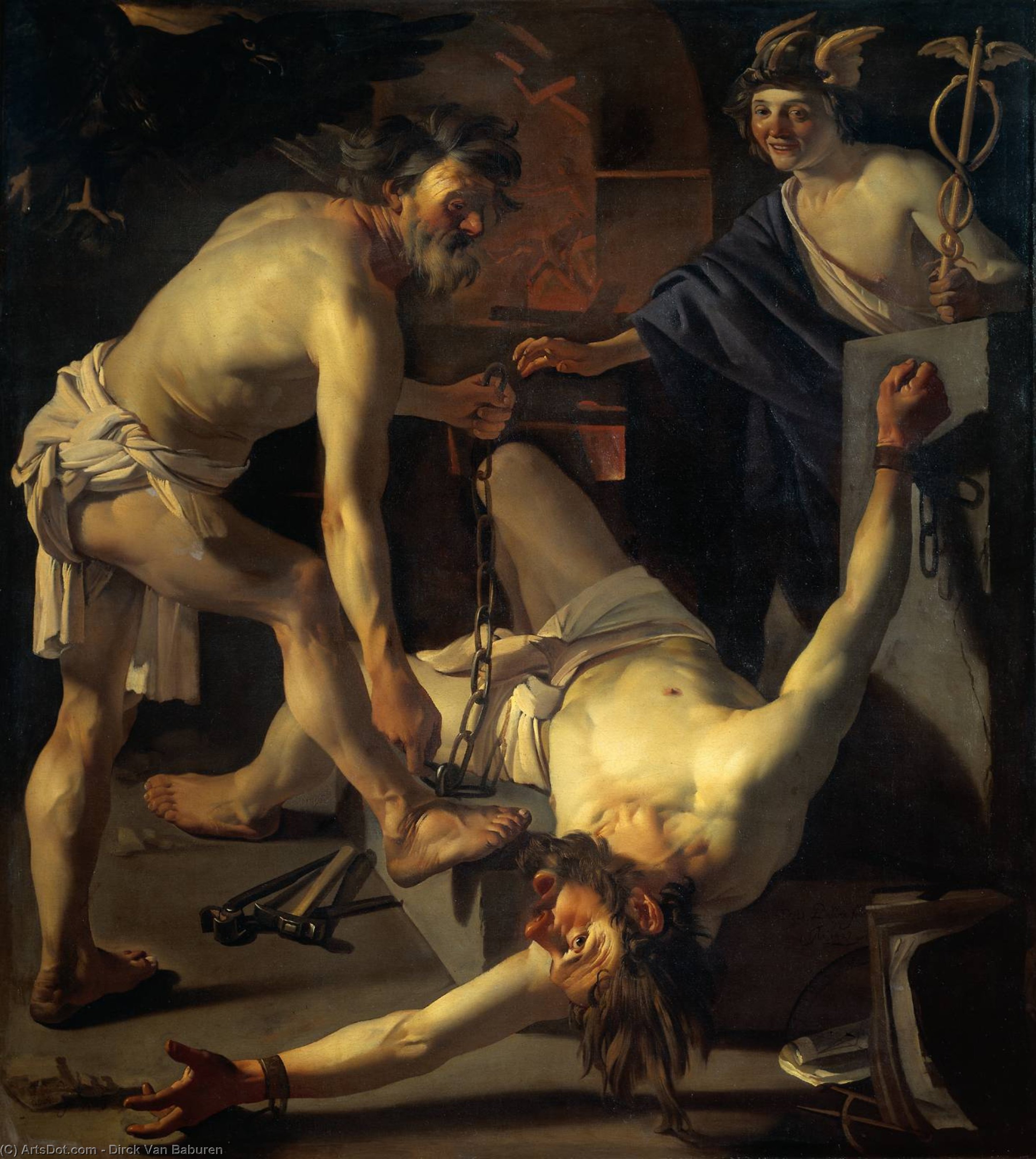 Prometheus Being Chained By Vulcan — Дірк Ван Бабурен