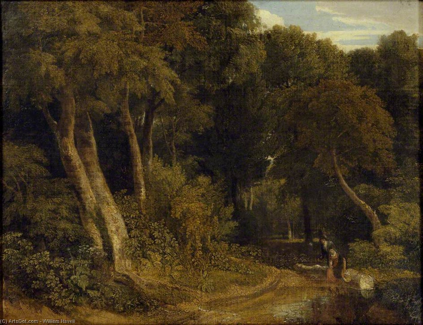 Wooded Landscape With Sheep — William Havell