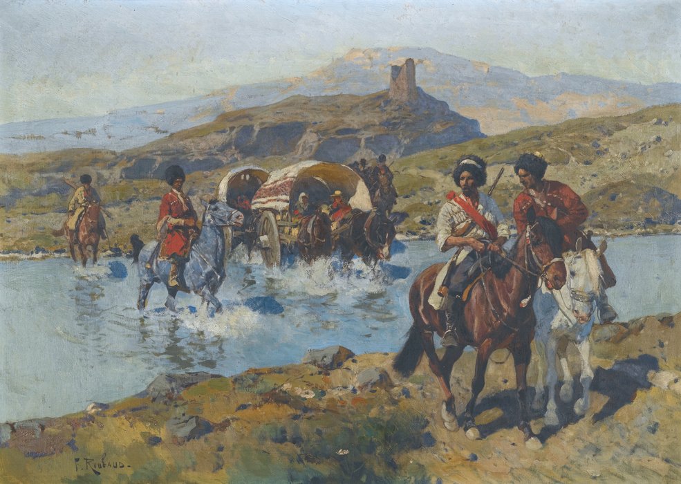 Cossacks Crossing A Ford — Franz Roubaud