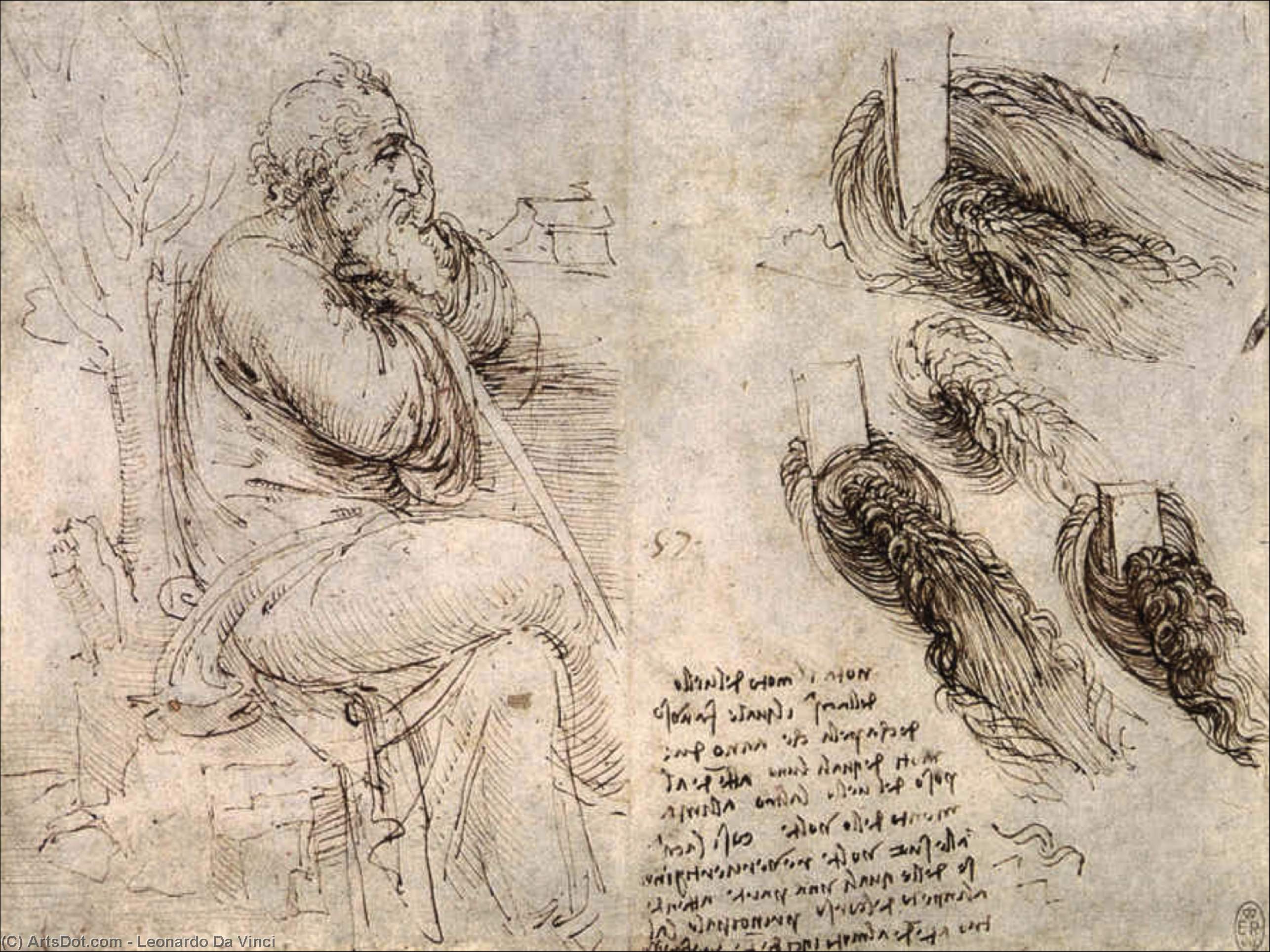 Study Of An Old Man - Study Of Water — Leonardo Da Vinci