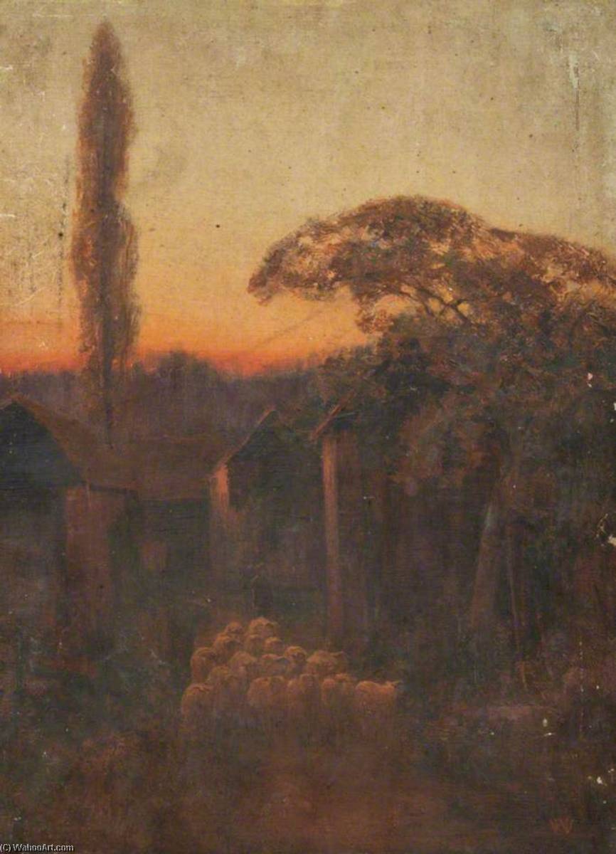 Leading The Flock At Dusk — William Herbert Allen