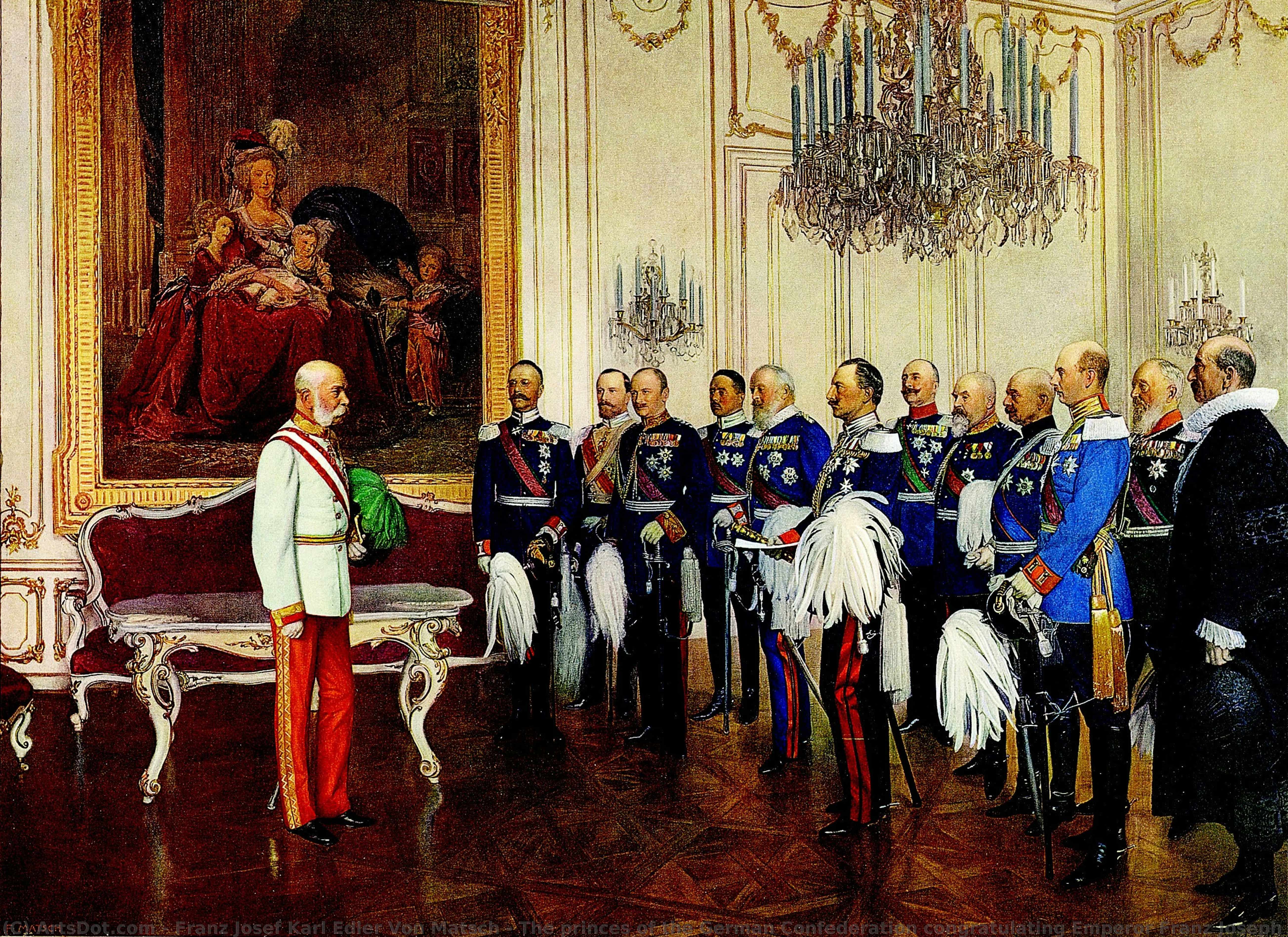 Princai Vakarų Bavarijos Karalysteje Sveikina Imperatorių Fryzą Josefą I Šonąbrūno Rūmuose Vykstant Jo Diamantu Jubiliejaus Švente. — Franz Josef Karl Edler Von Matsch