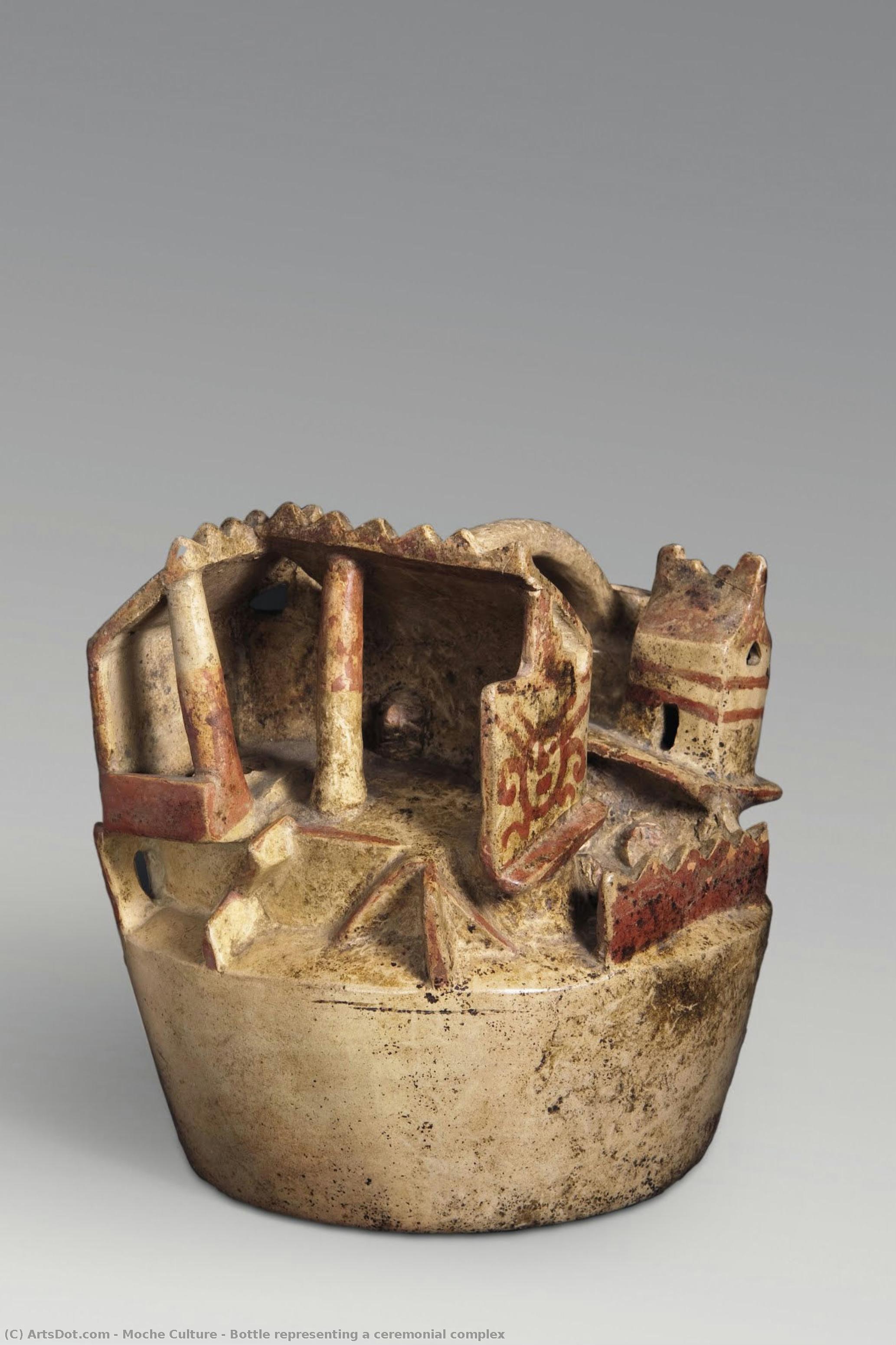 Bottle Representing A Ceremonial Complex — Moche Culture