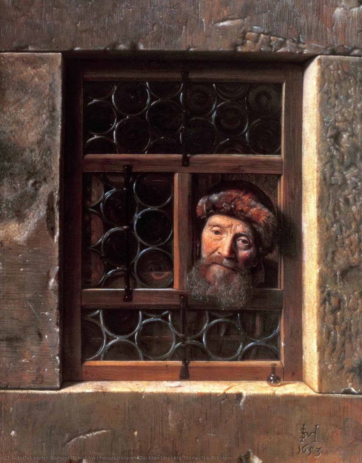 Old Man Looking Through A Window — Samuel Dirksz Van Hoogstraten