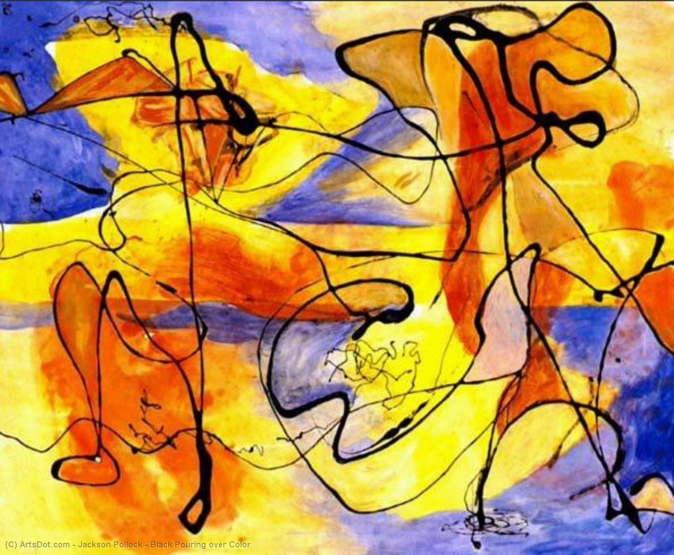 Black Pouring Over Color — Jackson Pollock