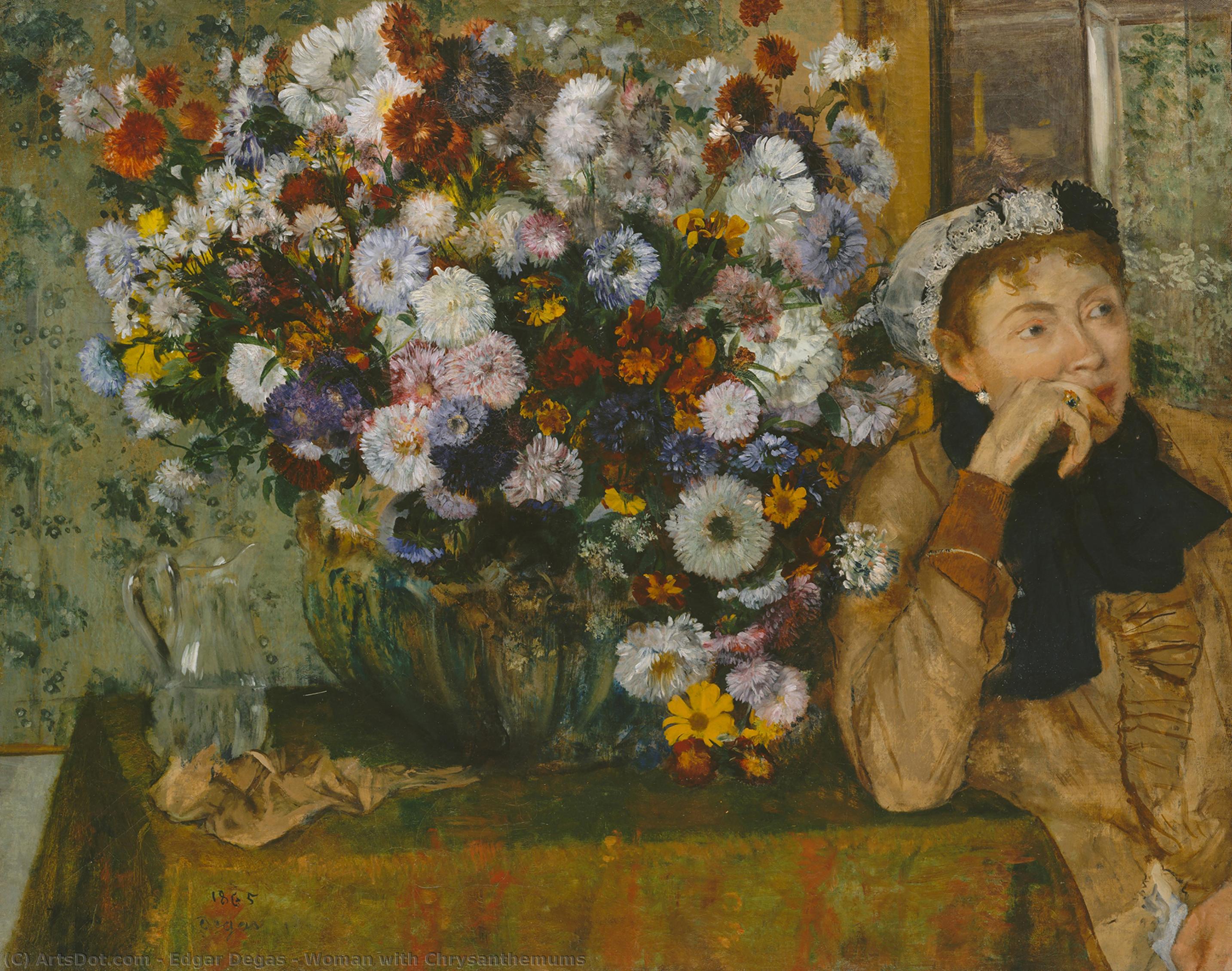 Donna Con Chrysanthemums — Hilaire-germain-edgar Degas