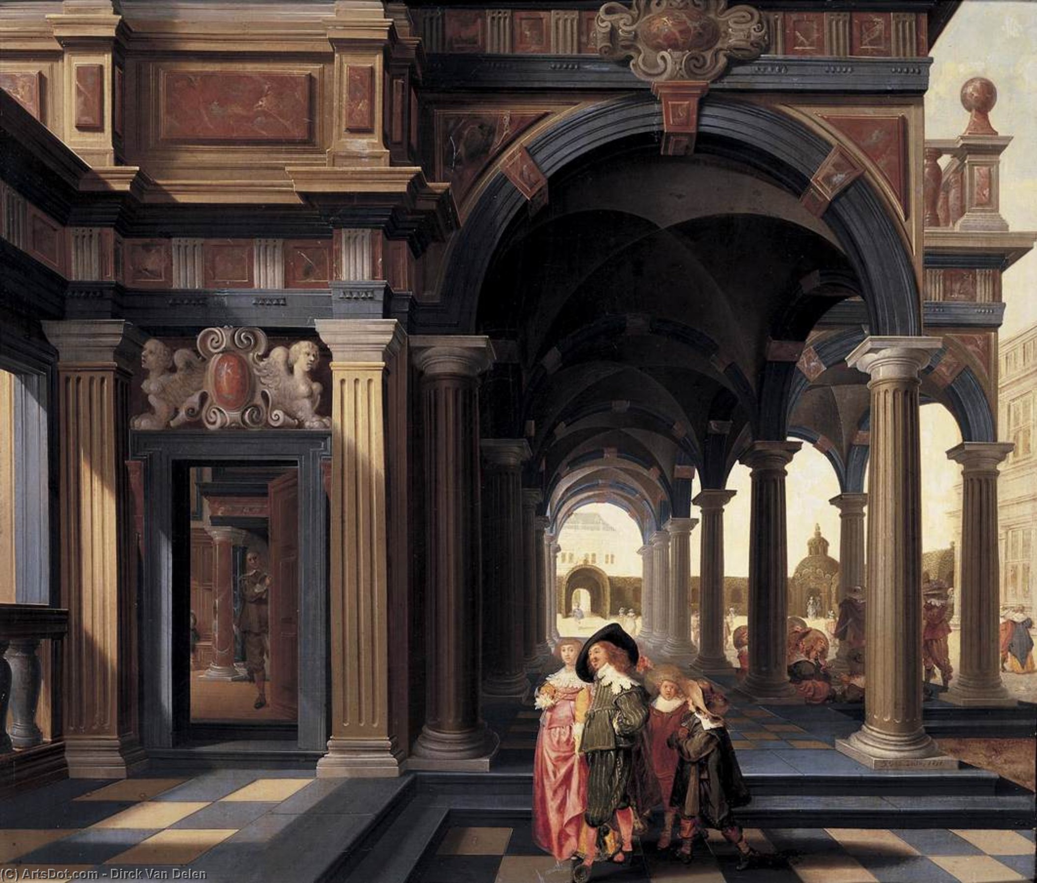Elegant Figures In A Loggia — 디르크 판 델렌