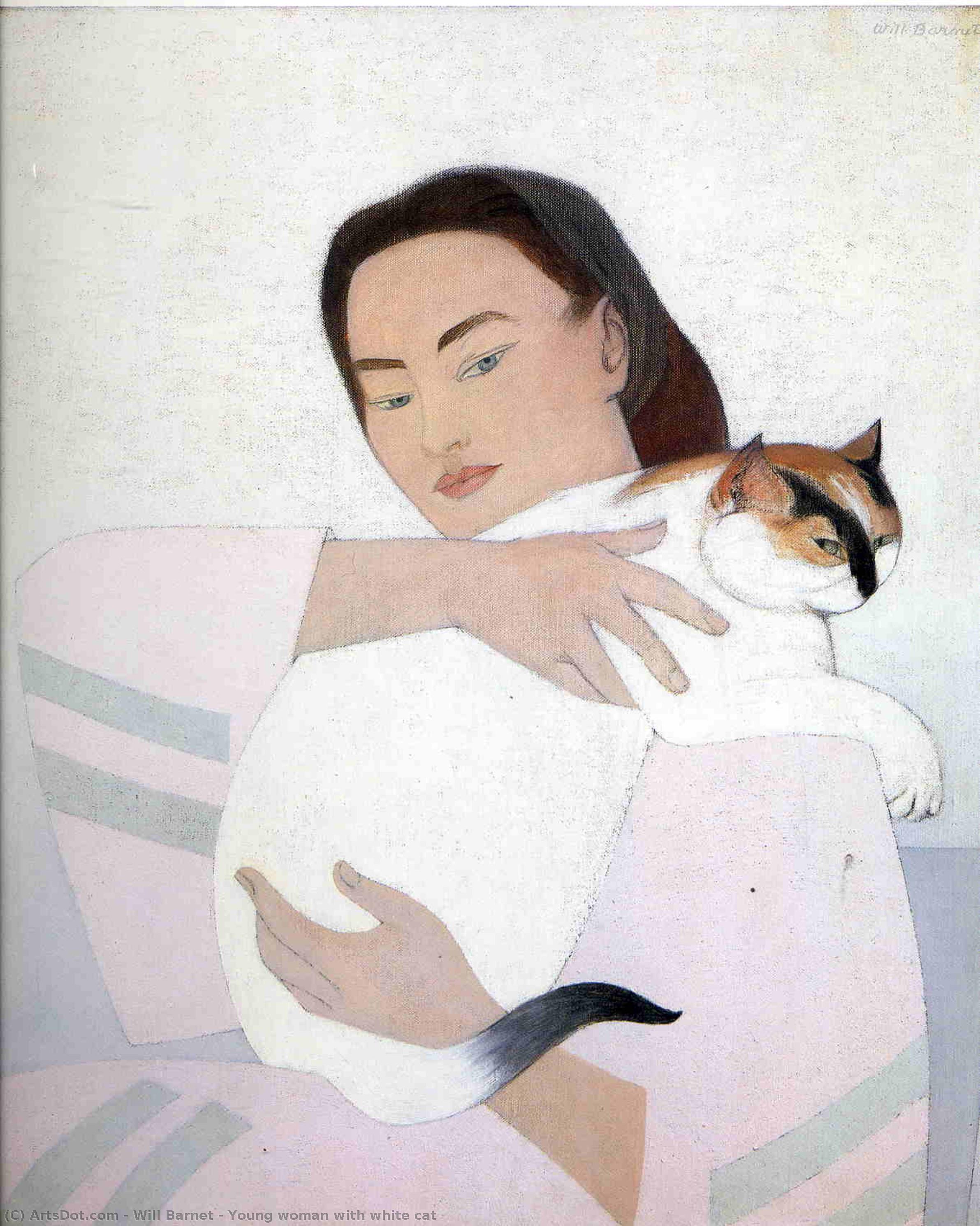 Young Woman With White Cat — Вілл Барнет