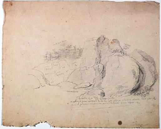 Rocks With Distant Trees — Thomas Cole