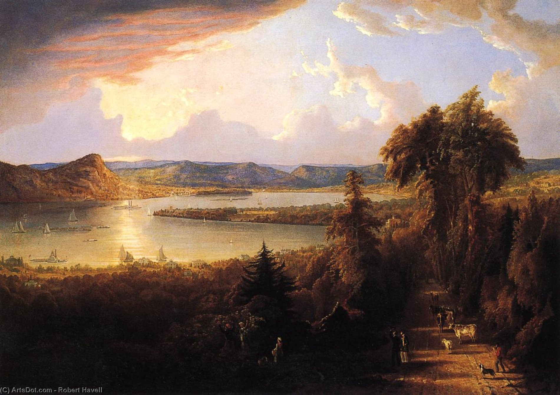 Sunset Near Sing-sing, New York — Robert Havell
