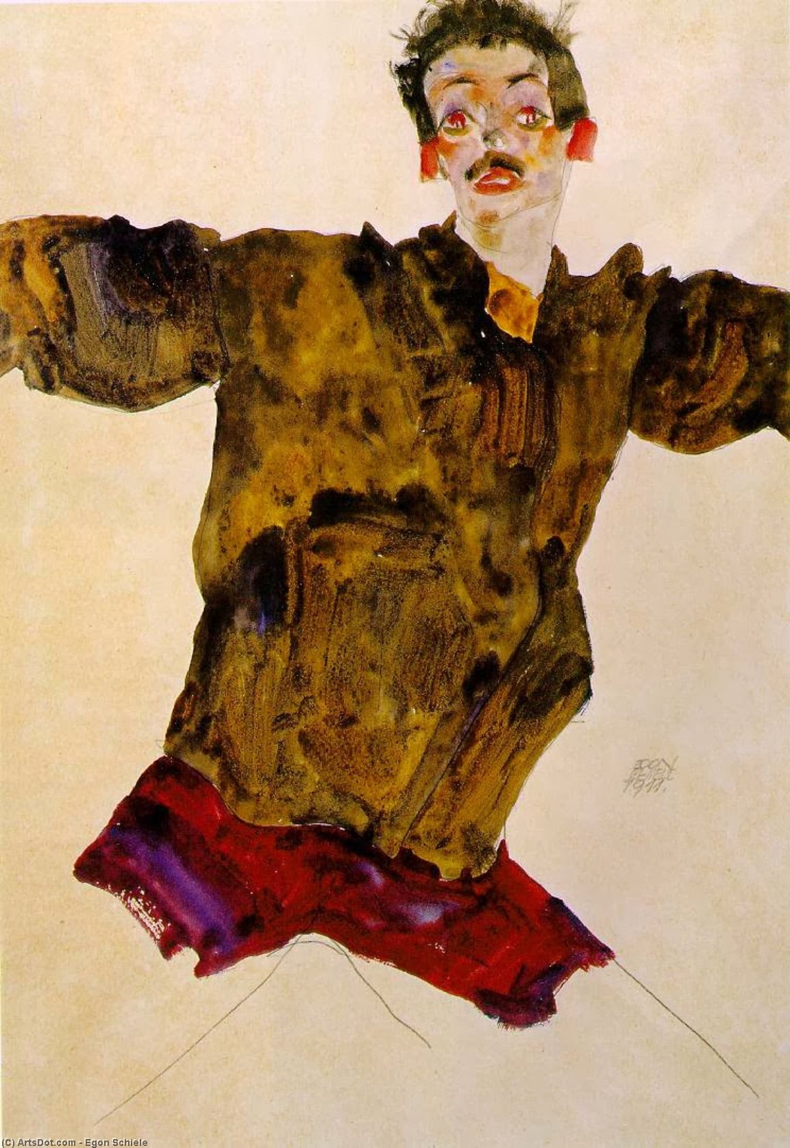 Autorretrato Con Los Brazos Extendidos 1911 — Egon Schiele
